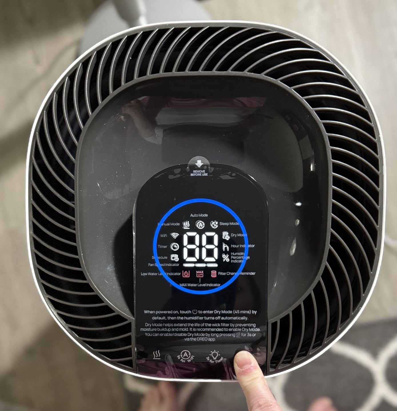 DREO Smart Evaporative Humidifier Large Room up to 1000ft², 800ml/h High Output Air Humidifiers for Bedroom, 10L, 50H Long Runtime with Precise Humidification for Plants, Home, Office, White, HHM774S - Customer Photo 1