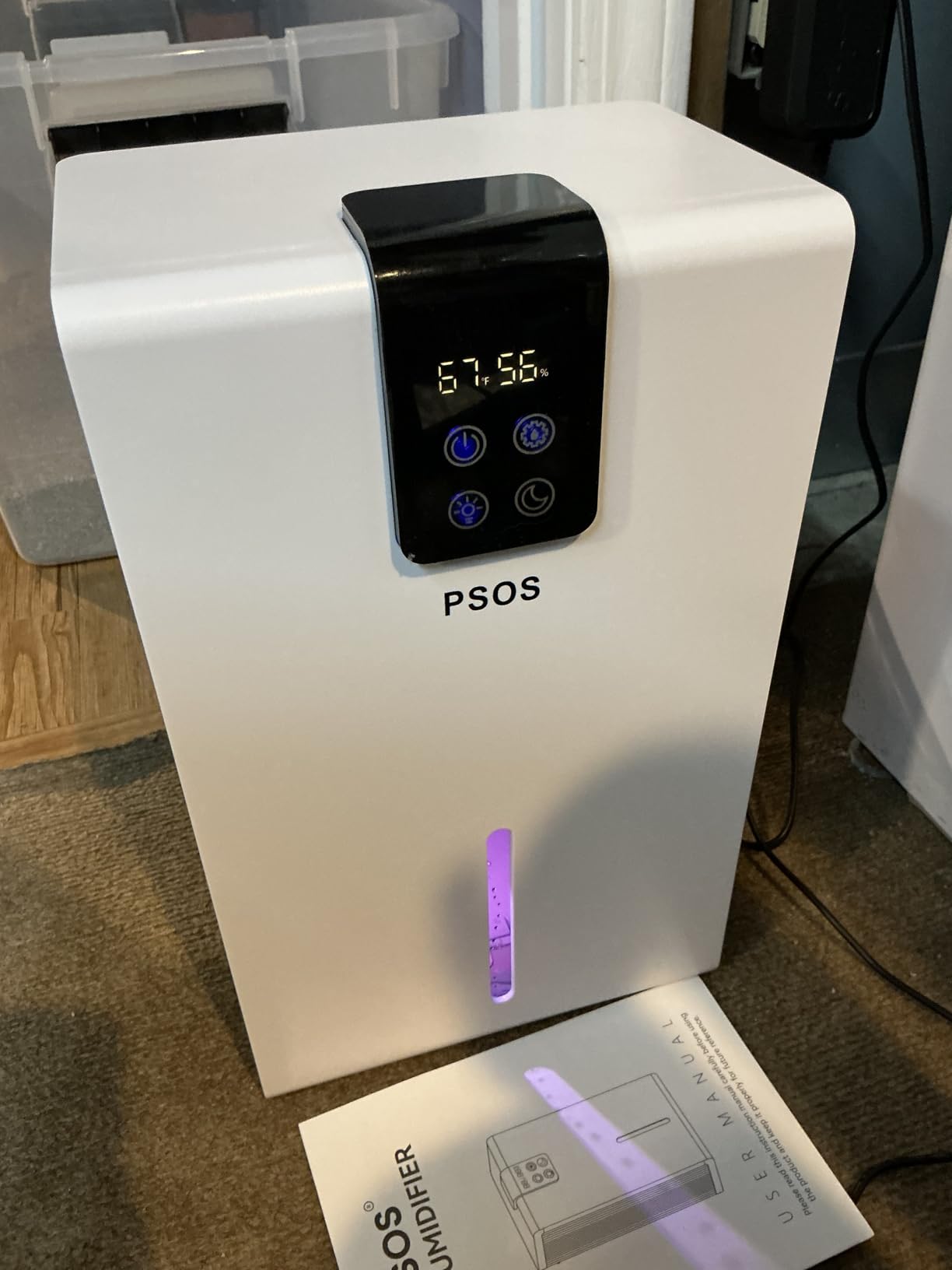 Dehumidifier, Dehumidifiers for Home, 98 OZ Water Tank, (1000 sq.ft) Quiet Dehumidifier for Basement Bedroom Bathroom with Humidity Display, Auto Shut Off, Relaxing 7 Color Ambient Light(Gray) - Customer Photo 2