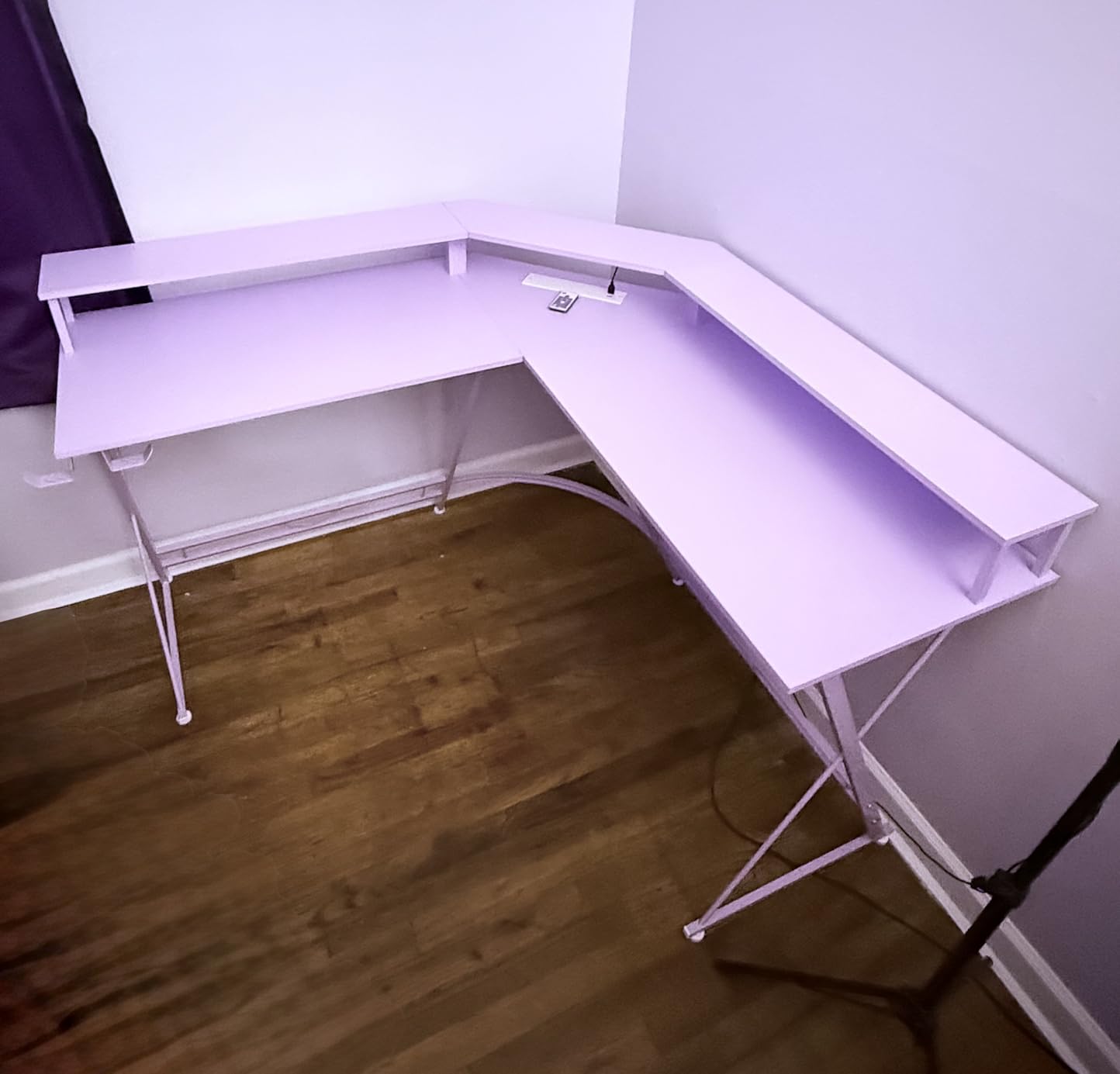 SEVEN WARRIOR L Shaped Gaming Desk with LED Lights & Power Outlets, 50.4 SEVEN WARRIOR L Shaped Gaming Desk with LED Lights & Power Outlets, 50.4