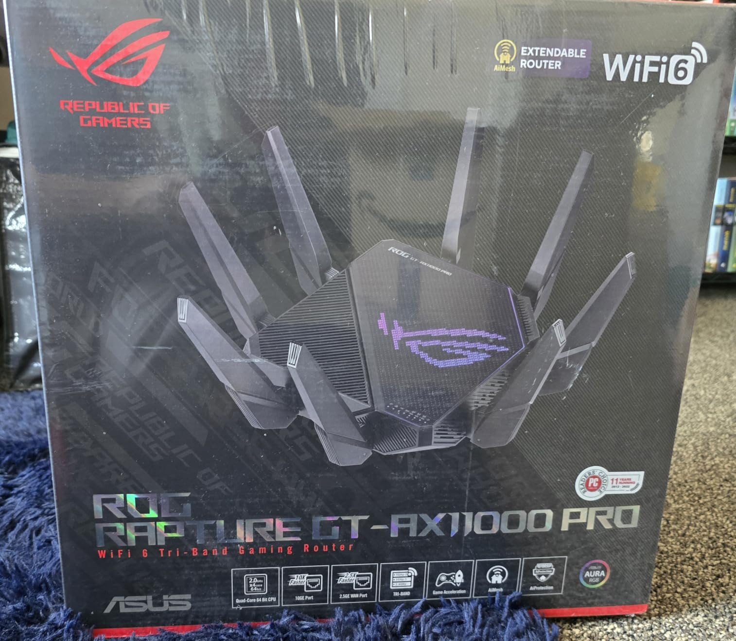 ASUS ROG Rapture GT-AX11000 Pro Tri-Band WiFi 6 Extendable Gaming Router, 10G & 2.5G Ports, ASUS RangeBoost Plus, Triple-level Game Acceleration, Subscription-free Network Security, AiMesh Compatible Customer Review ASUS ROG Rapture GT-AX11000 Pro Tri-Band WiFi 6 Extendable Gaming Router, 10G & 2.5G Ports, ASUS RangeBoost Plus, Triple-level Game Acceleration, Subscription-free Network Security, AiMesh Compatible - Customer Photo 1