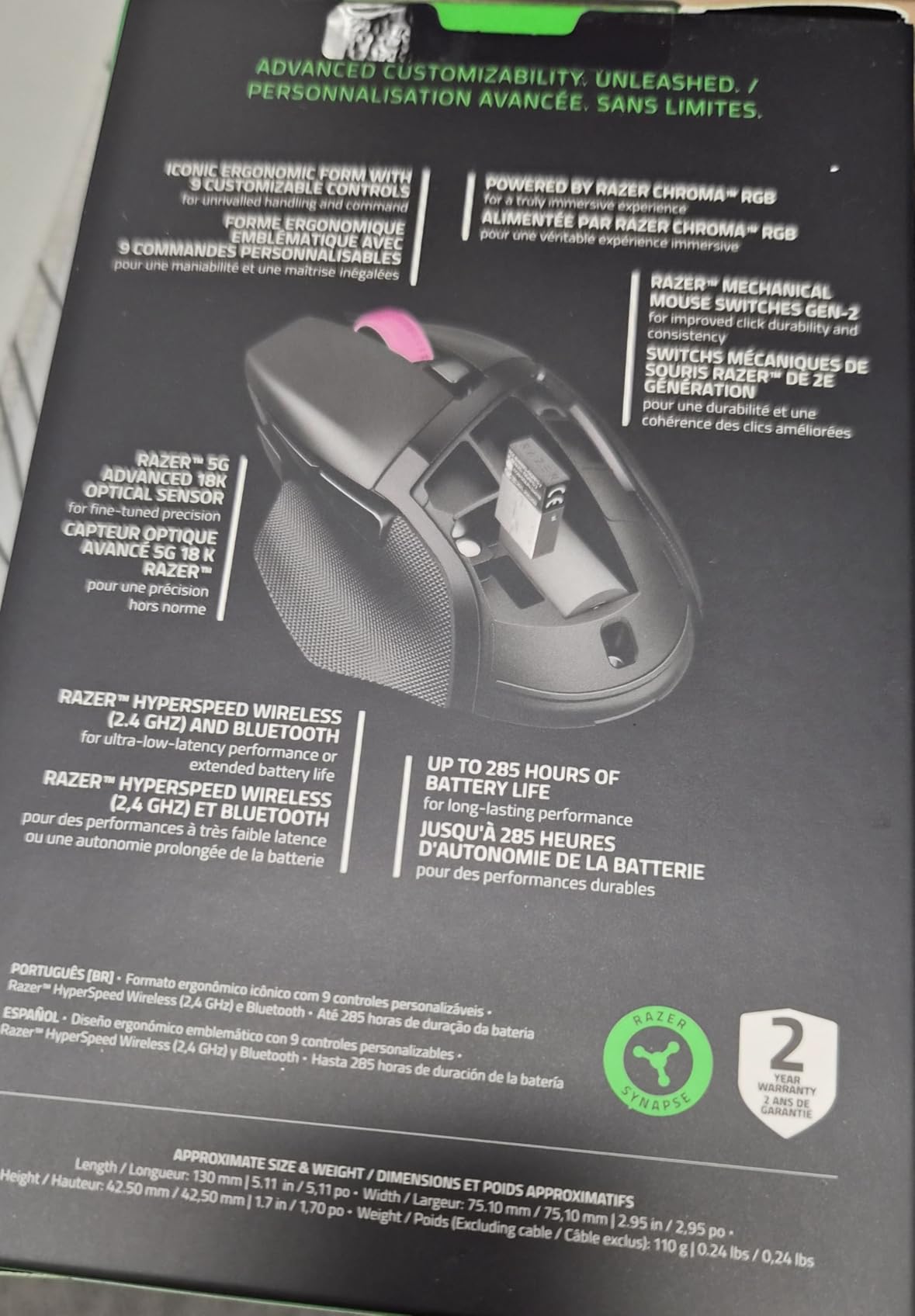 Razer Basilisk V3 X HyperSpeed Customizable Wireless Gaming Mouse: Mechanical Switches Gen-2-5G Advanced 18K Optical Sensor - Chroma RGB 9 Programmable Controls 535 Hr Battery Classic Black Customer Review Razer Basilisk V3 X HyperSpeed Customizable Wireless Gaming Mouse: Mechanical Switches Gen-2-5G Advanced 18K Optical Sensor - Chroma RGB 9 Programmable Controls 535 Hr Battery Classic Black - Customer Photo 2