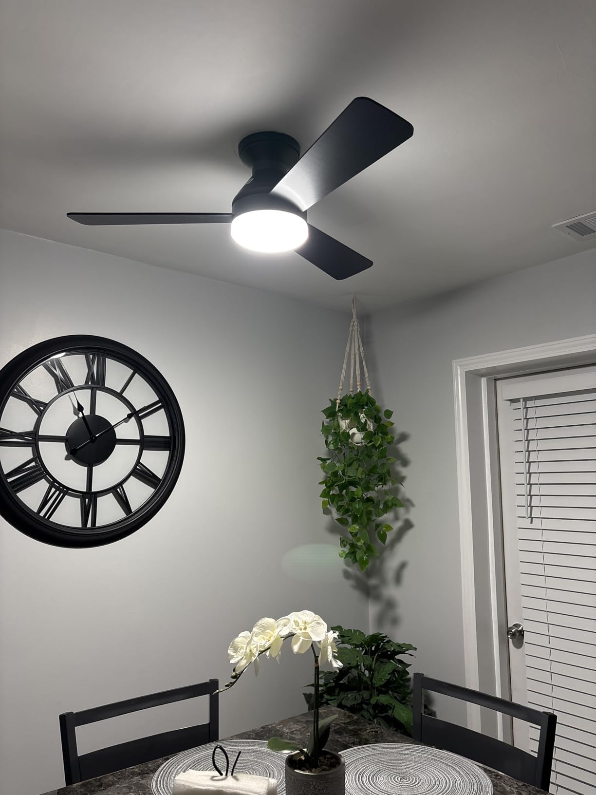 Amico Ceiling Fans with Lights, 42 inch Low Profile Ceiling Fan with Light and Remote Control, Flush Mount, Reversible, 3CCT, Dimmable, Noiseless, White Ceiling Fan for Bedroom, Indoor/Outdoor Use Customer Review Amico Ceiling Fans with Lights, 42 inch Low Profile Ceiling Fan with Light and Remote Control, Flush Mount, Reversible, 3CCT, Dimmable, Noiseless, White Ceiling Fan for Bedroom, Indoor/Outdoor Use - Customer Photo 2