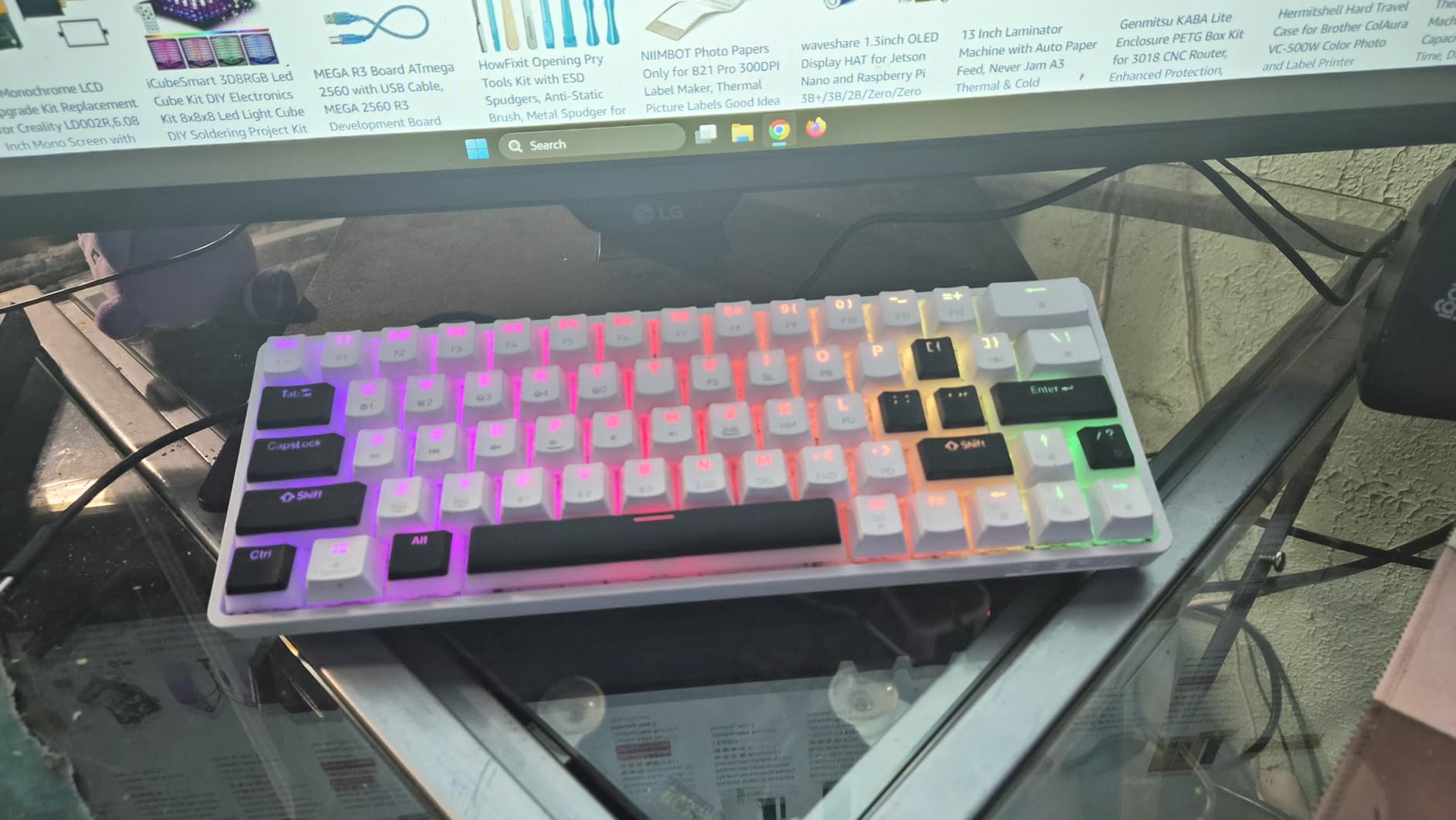 DIERYA DK63 60% Wireless Mechanical Gaming Keyboard | Bluetooth/2.4G/Wired | RGB Backlit | Anti-Ghosting Compact 63-Keys Mini Keyboard | with Red Switch | for Windows Laptop PC Gamer Typist-Black Customer Review DIERYA DK63 60% Wireless Mechanical Gaming Keyboard | Bluetooth/2.4G/Wired | RGB Backlit | Anti-Ghosting Compact 63-Keys Mini Keyboard | with Red Switch | for Windows Laptop PC Gamer Typist-Black - Customer Photo 1