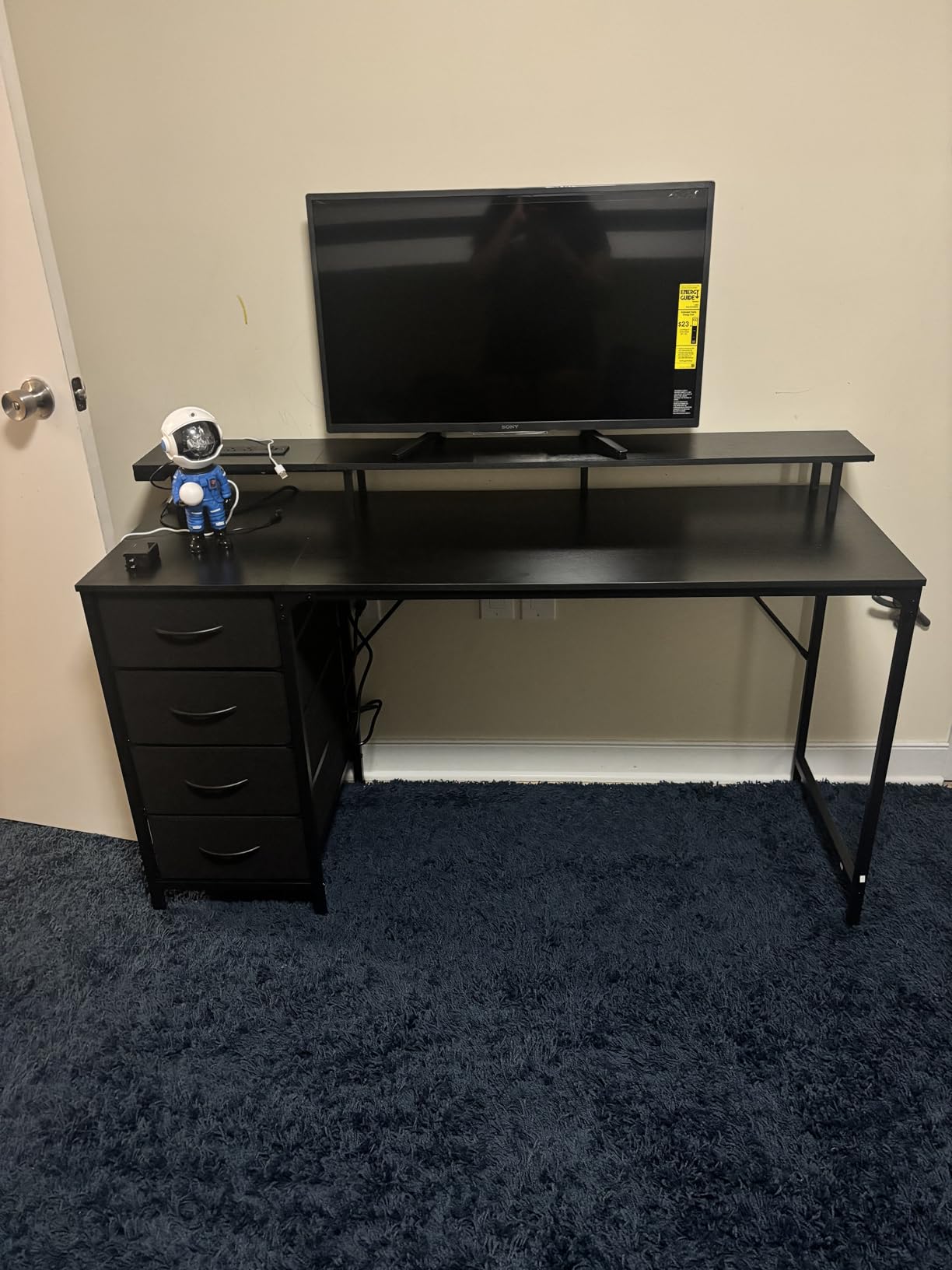 Huuger 47 Inch Computer Desk with Power Outlets and LED Lights, Gaming Desk with 4 Drawers, Office Desk with Monitor Stand, Study Work Home Office, Small Spaces, Black Customer Review Huuger 47 Inch Computer Desk with Power Outlets and LED Lights, Gaming Desk with 4 Drawers, Office Desk with Monitor Stand, Study Work Home Office, Small Spaces, Black - Customer Photo 2