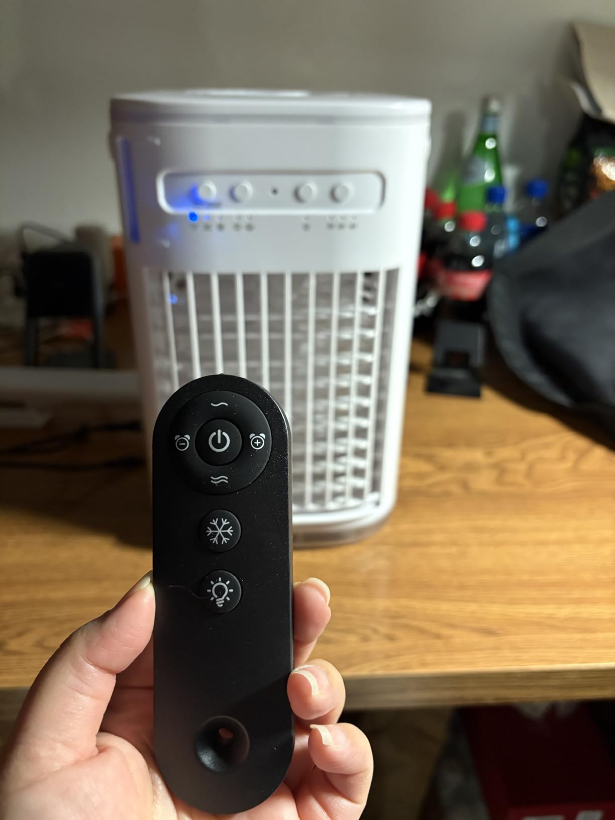 Portable Air Conditioners w/Remote, 5400mAh Built-in Battery, Mini Air Conditioner, 1.2L Water Tank & Ice Box, Auto-off Timer, Evaporative Air Cooler With 3Speeds, Desktop Fan For HomeOutdoors - Customer Photo 1