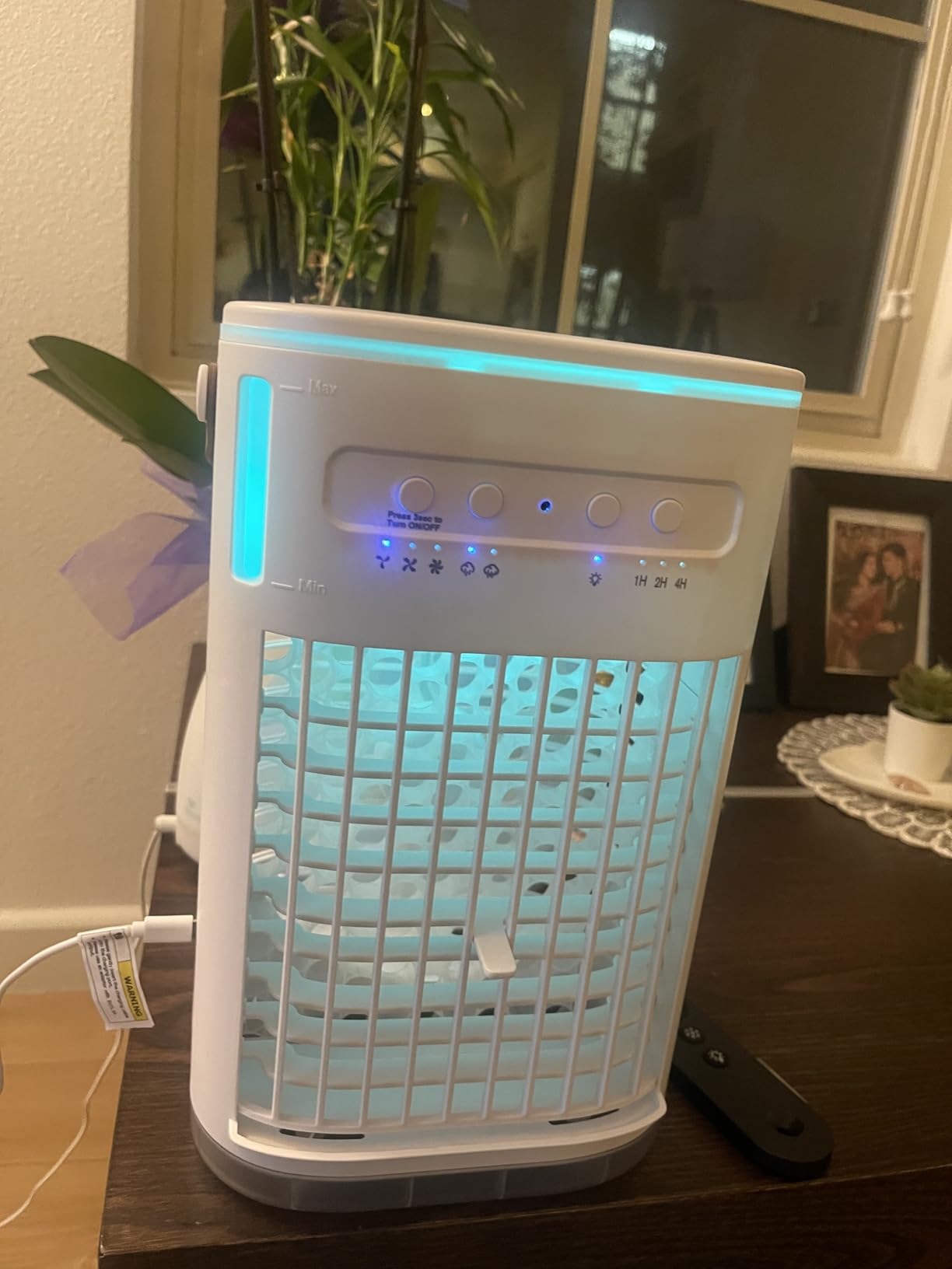 Portable Air Conditioners w/Remote, 5400mAh Built-in Battery, Mini Air Conditioner, 1.2L Water Tank & Ice Box, Auto-off Timer, Evaporative Air Cooler With 3Speeds, Desktop Fan For HomeOutdoors - Customer Photo 2