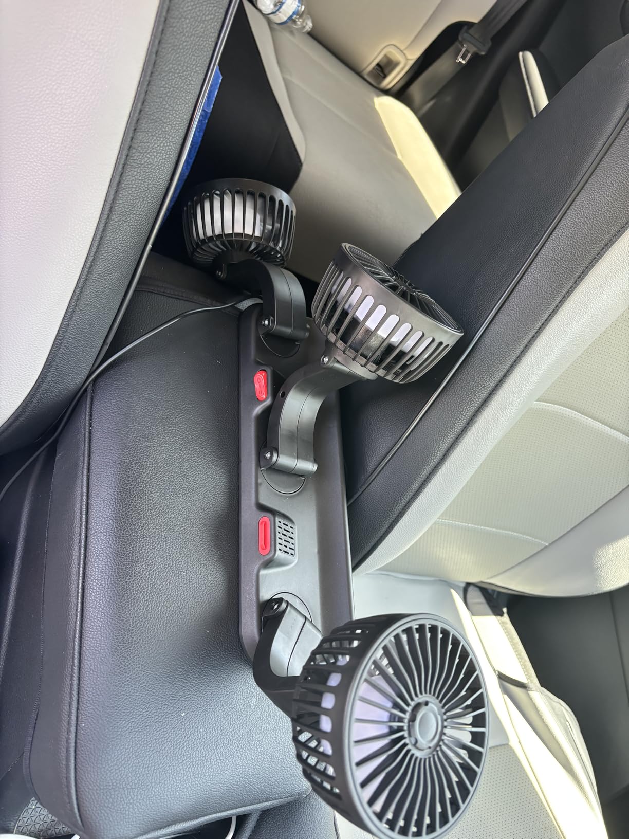 Portable 3-Head Car Cooling Fan - 2-Speed Adjustable, 360° Rotating, Cigarette Lighter Plug, Powerful Airflow for Vehicles, RVs, and SUVs - Customer Photo 2