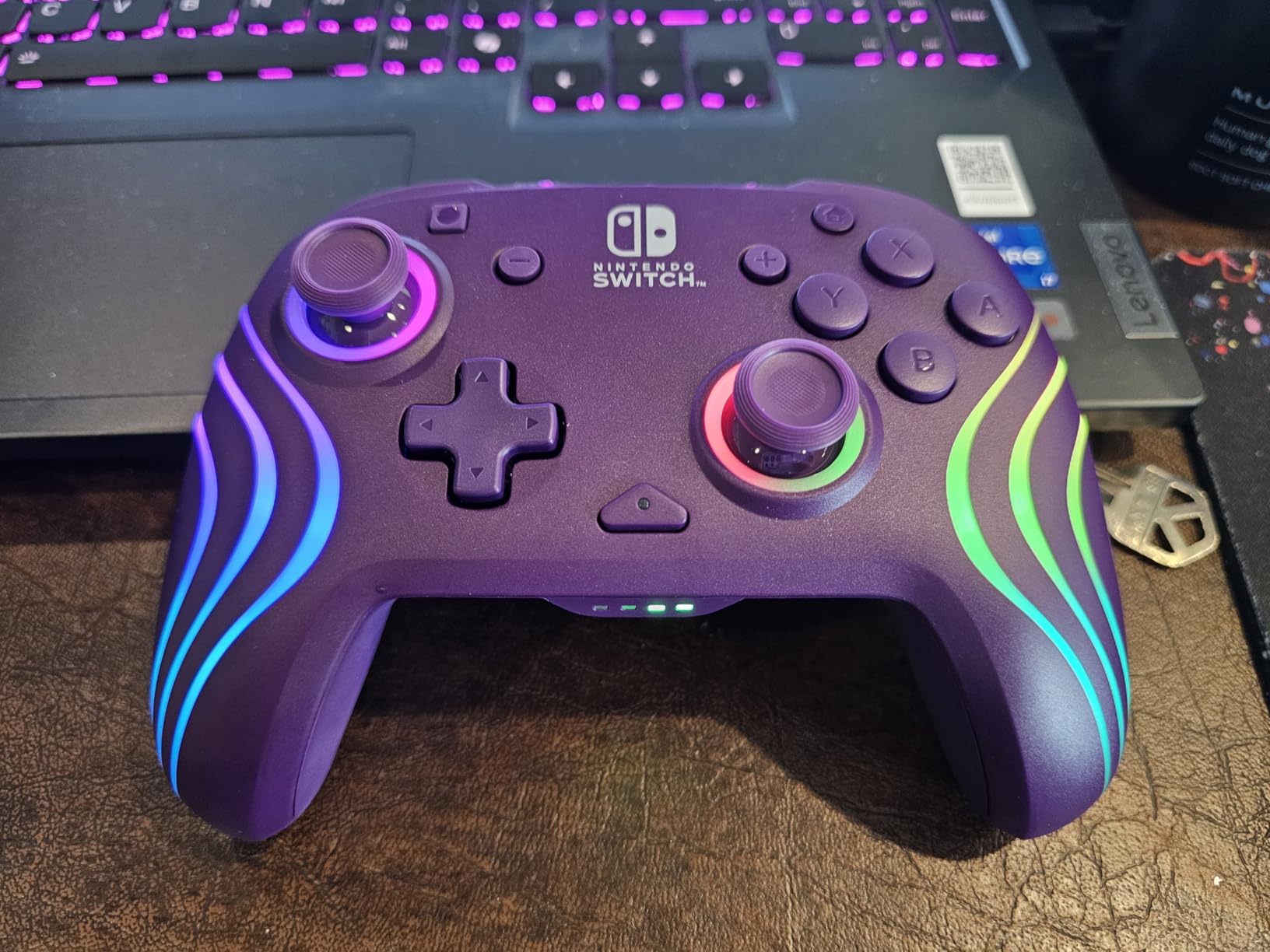 PDP Gaming Afterglow Wave Wireless Nintendo Switch Pro Controller - Officially Licensed, Nintendo Switch 2, Switch Lite/OLED, RGB LED Customization, App Controls, Rechargeable Battery Power - Purple Customer Review PDP Gaming Afterglow Wave Wireless Nintendo Switch Pro Controller - Officially Licensed, Nintendo Switch 2, Switch Lite/OLED, RGB LED Customization, App Controls, Rechargeable Battery Power - Purple - Customer Photo 1