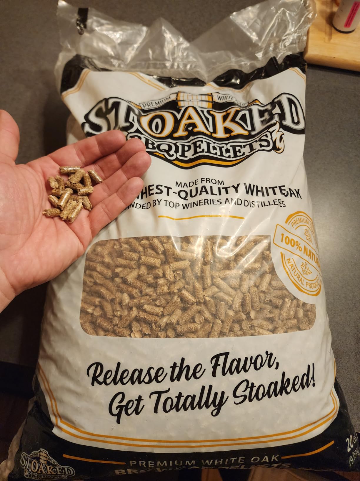 Stoaked BBQ Pellets for Smoker, 2-Pack Natural White Oak, Winter Smoker Fuel for BBQ Grill, Fireplace & Wood Stove, Traeger Grill Compatible, 40 lbs Customer Review Stoaked BBQ Pellets for Smoker, 2-Pack Natural White Oak, Winter Smoker Fuel for BBQ Grill, Fireplace & Wood Stove, Traeger Grill Compatible, 40 lbs - Customer Photo 1