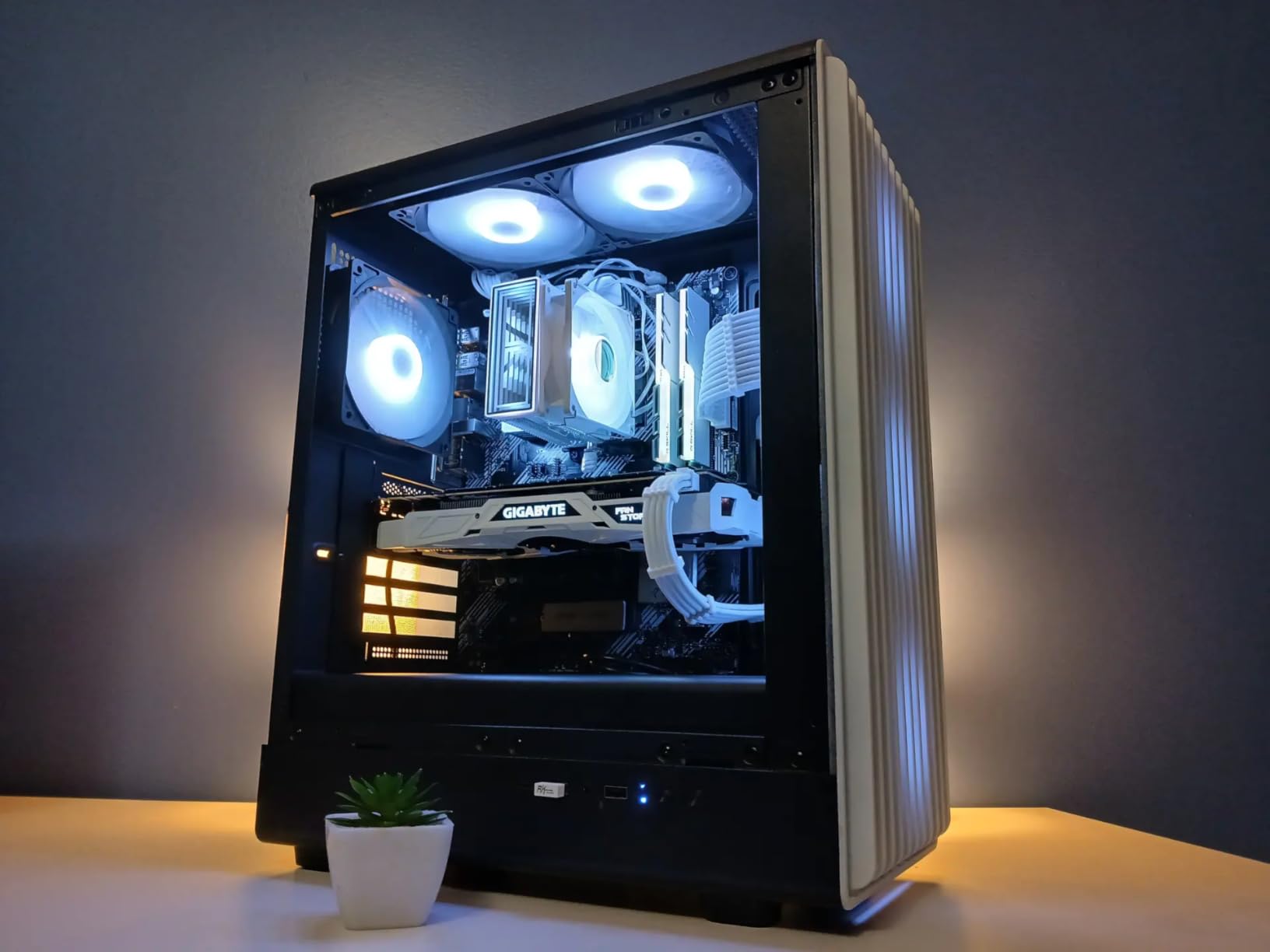 K6 PC Case - Pre-Installed 6 PWM ARGB Fan (3 x 120mm, 3 x 140mm), ATX Mid-Tower Gaming PC Case, with Type-C, FOIFKIN (Black, K6) - Customer Photo 1