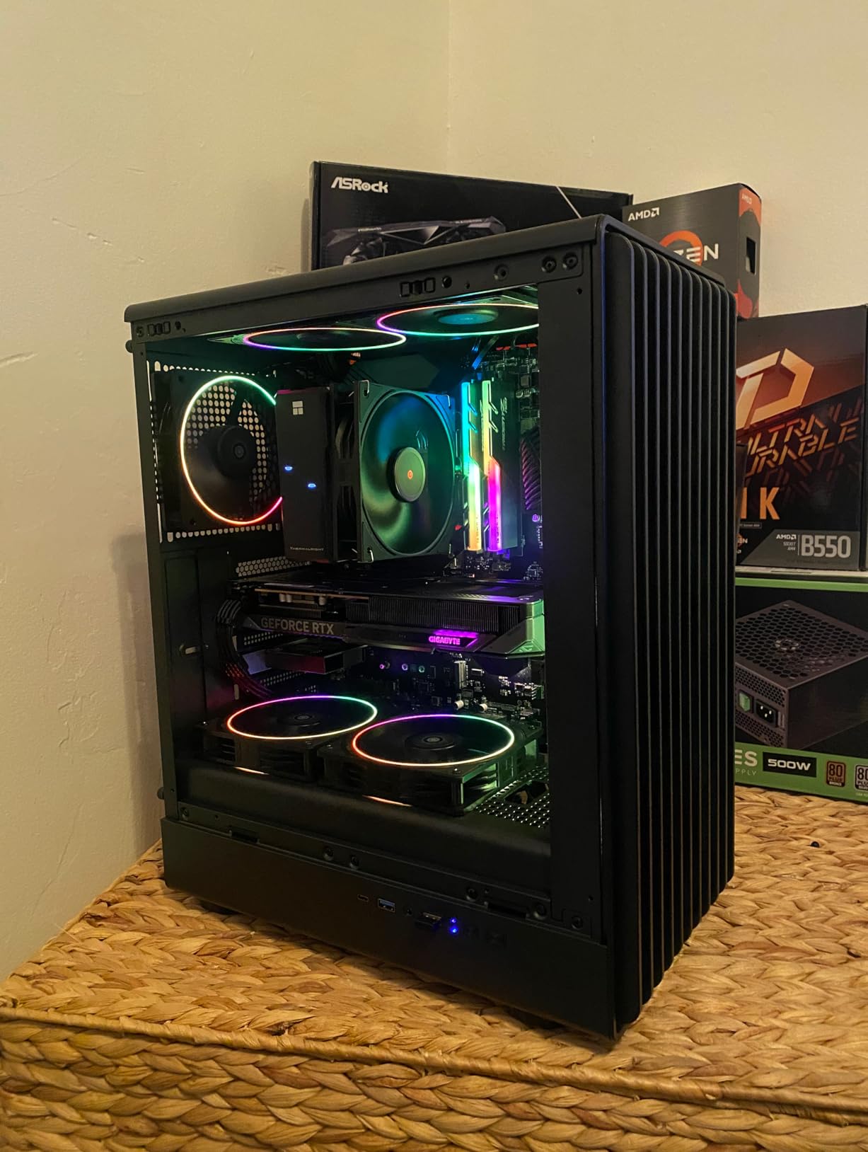K6 PC Case - Pre-Installed 6 PWM ARGB Fan (3 x 120mm, 3 x 140mm), ATX Mid-Tower Gaming PC Case, with Type-C, FOIFKIN (Black, K6) - Customer Photo 2