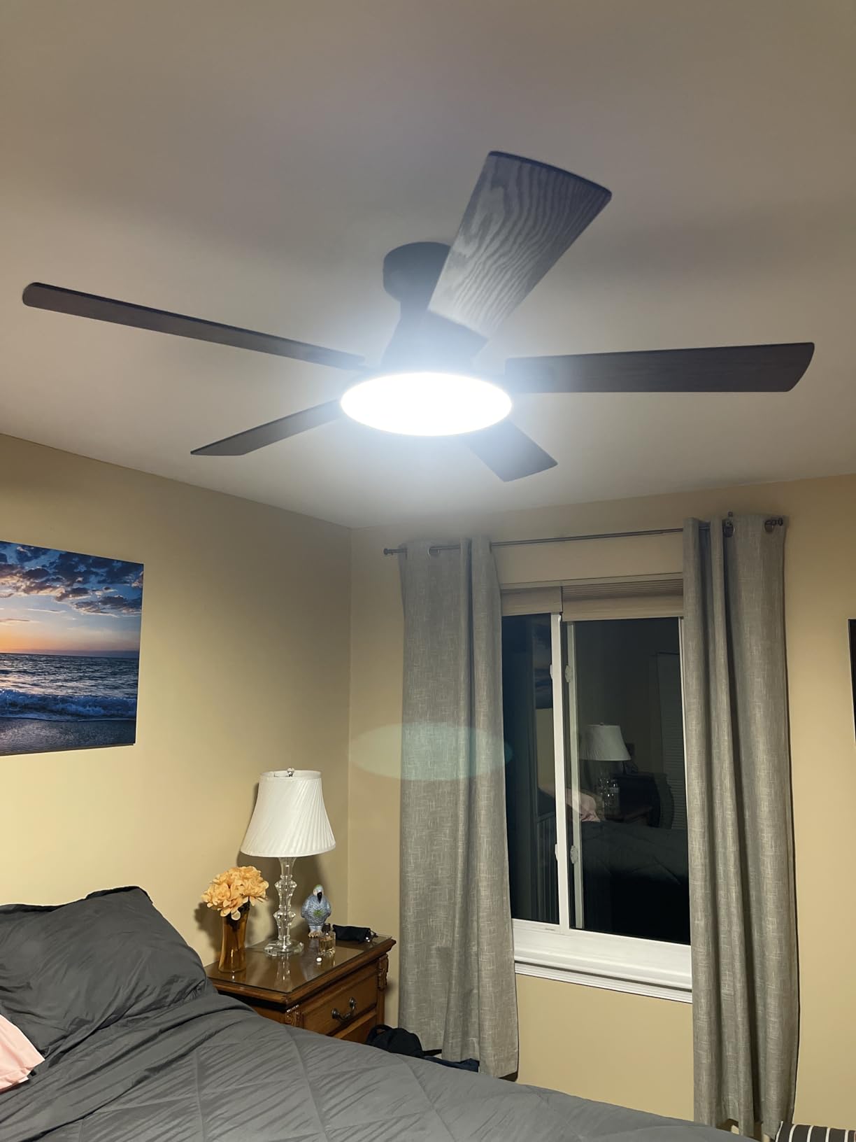 Ceiling Fans with Lights, 52 inch Flush Mount Ceiling fan with Remote Control, Low Profile Ceiling Fan for Bedroom, Farmhouse, Reversible, 3CCT, Dimmable, Noiseless DC Motor, Black Customer Review Ceiling Fans with Lights, 52 inch Flush Mount Ceiling fan with Remote Control, Low Profile Ceiling Fan for Bedroom, Farmhouse, Reversible, 3CCT, Dimmable, Noiseless DC Motor, Black - Customer Photo 1