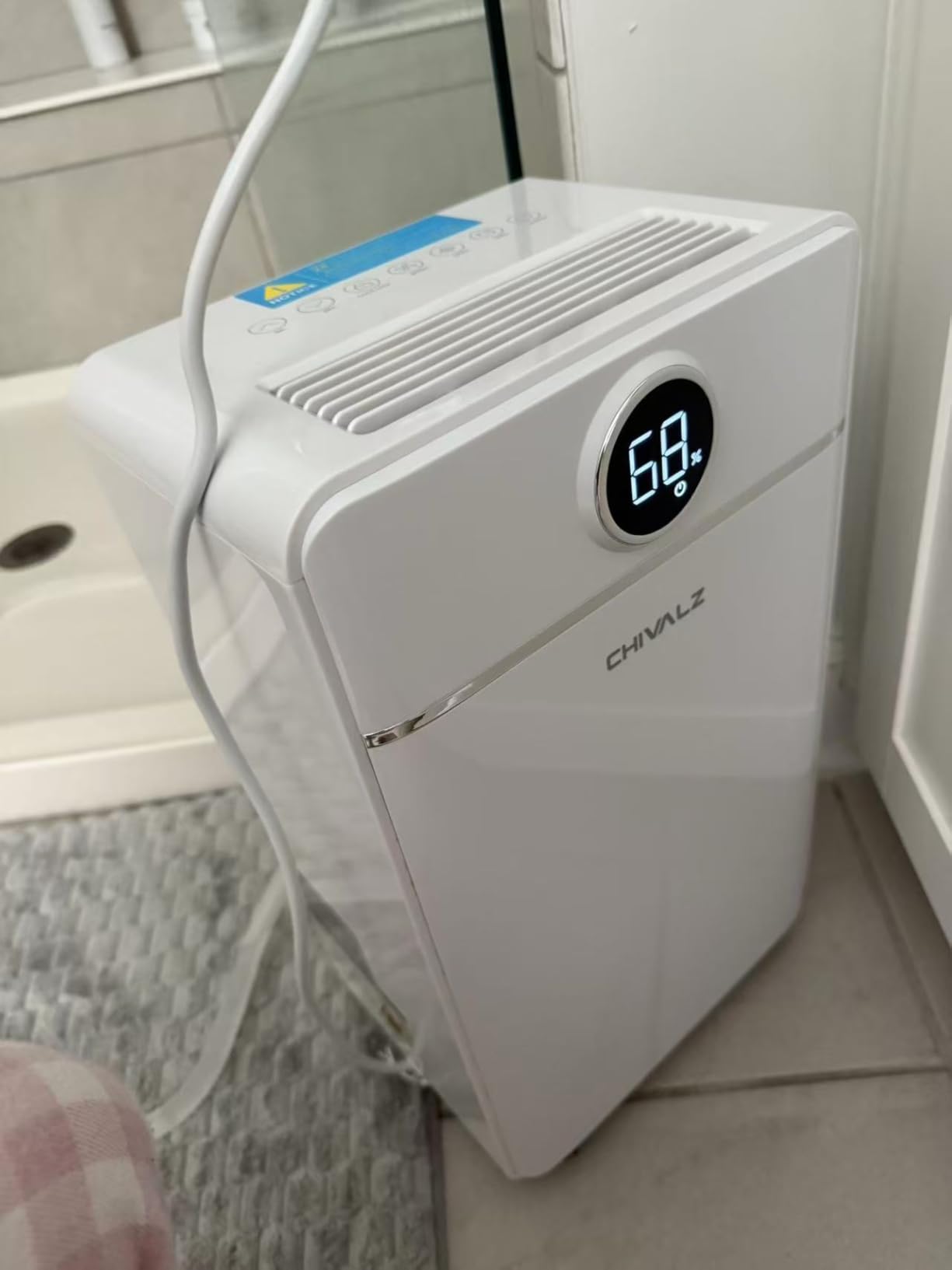 CHIVALZ 1800 Sq.Ft Dehumidifier for Basement, Quiet Dehumidifier for Home, Bedroom, Bathroom, Humidity Display, with Drain Hose, Auto Shut Off, 3 Modes, Timer, Auto Defrost, Child Lock, White 1Pack Customer Review CHIVALZ 1800 Sq.Ft Dehumidifier for Basement, Quiet Dehumidifier for Home, Bedroom, Bathroom, Humidity Display, with Drain Hose, Auto Shut Off, 3 Modes, Timer, Auto Defrost, Child Lock, White 1Pack - Customer Photo 5