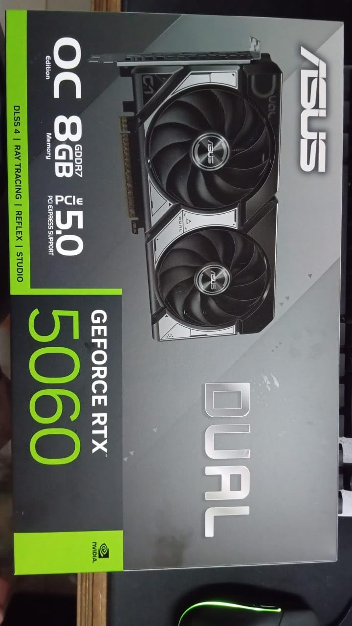 ASUS TUF Gaming GeForce RTX™ 5060 8GB GDDR7 OC Edition Gaming Graphics Card (PCIe® 5.0, HDMI®/DP 2.1, 3.1-Slot, Military-Grade Components, Protective PCB Coating, axial-tech Fans) Customer Review ASUS TUF Gaming GeForce RTX™ 5060 8GB GDDR7 OC Edition Gaming Graphics Card (PCIe® 5.0, HDMI®/DP 2.1, 3.1-Slot, Military-Grade Components, Protective PCB Coating, axial-tech Fans) - Customer Photo 2