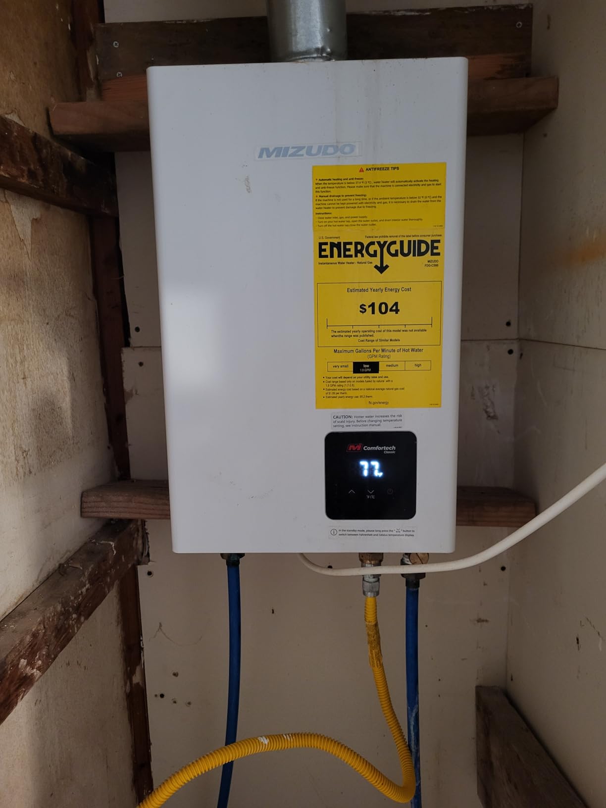 MIZUDO Natural Gas Tankless Water Heater, Indoor or Outdoor Convertible Installation, Max 5.1 GPM 120,000 BTU, WiFi&APP Control CSA Certified for Large Families Whole House, GEN 3 Customer Review MIZUDO Natural Gas Tankless Water Heater, Indoor or Outdoor Convertible Installation, Max 5.1 GPM 120,000 BTU, WiFi&APP Control CSA Certified for Large Families Whole House, GEN 3 - Customer Photo 2
