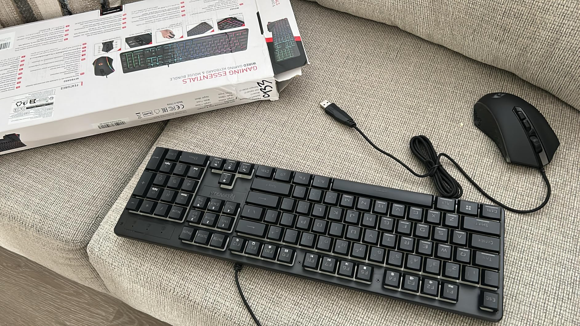 Redragon S107KS Wireless Gaming Keyboard and Mouse, RGB Backlit, 3 Mode (Wired/2.4G/BT), Up to 10,000 DPI Gaming Mouse with Software, Ultra Lightweight 65g, 25 Key Anti-Ghosting Keyboard for PC Customer Review Redragon S107KS Wireless Gaming Keyboard and Mouse, RGB Backlit, 3 Mode (Wired/2.4G/BT), Up to 10,000 DPI Gaming Mouse with Software, Ultra Lightweight 65g, 25 Key Anti-Ghosting Keyboard for PC - Customer Photo 2