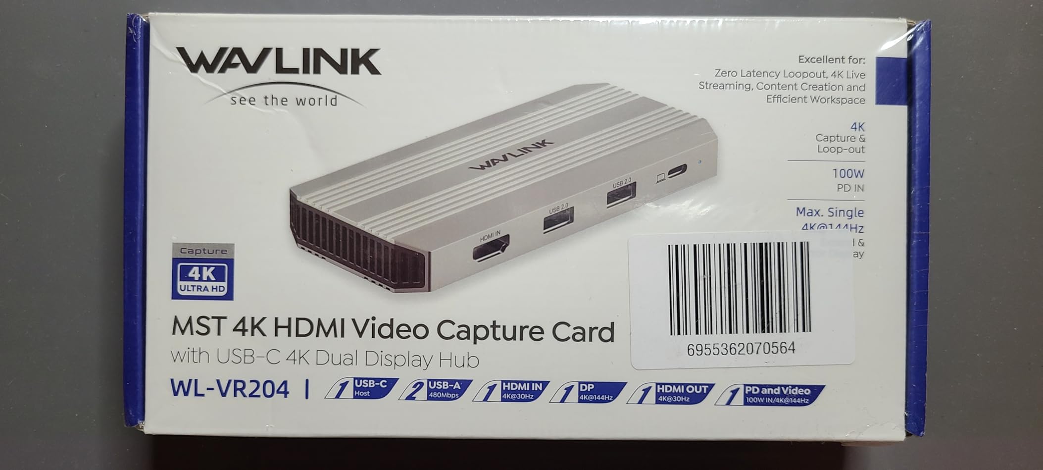 WAVLINK Video Capture Card, 4K HDMI Capture Card for Streaming, 4k@30Hz Capture& Loop-Out, Single 4K@144Hz Display, 100W PD, Compatible with PS5/Xbox/Switch, OBS, Windows/Mac Customer Review WAVLINK Video Capture Card, 4K HDMI Capture Card for Streaming, 4k@30Hz Capture& Loop-Out, Single 4K@144Hz Display, 100W PD, Compatible with PS5/Xbox/Switch, OBS, Windows/Mac - Customer Photo 1