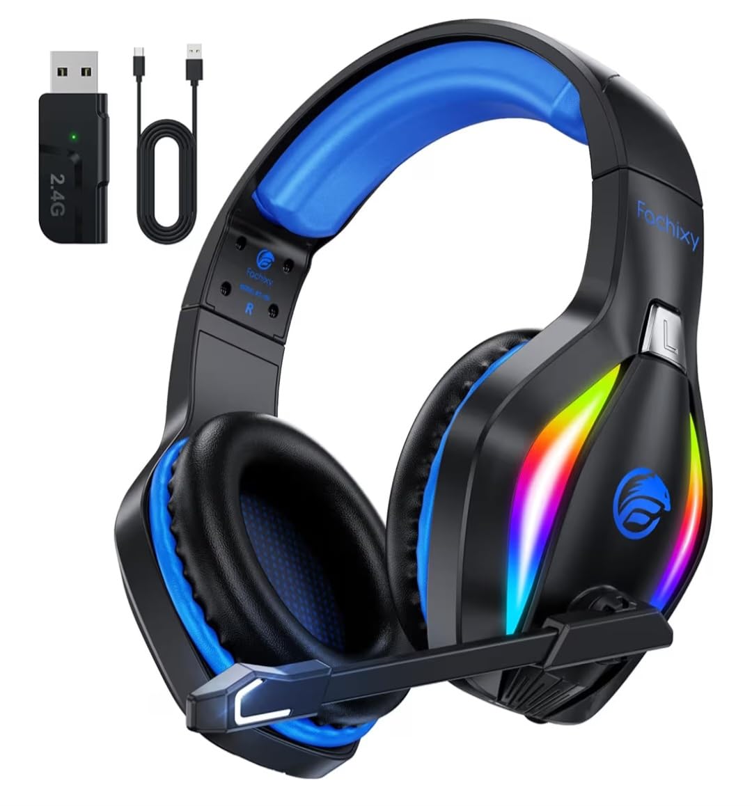 Fachixy FC-100 Wireless Gaming Headset for PS5, PS4, Switch - Gaming headphones with Lossless Audio & 50Hrs Battery Life - Gamer Headset with Microphone for Mac, Laptop, Mobile - Customer Photo 2