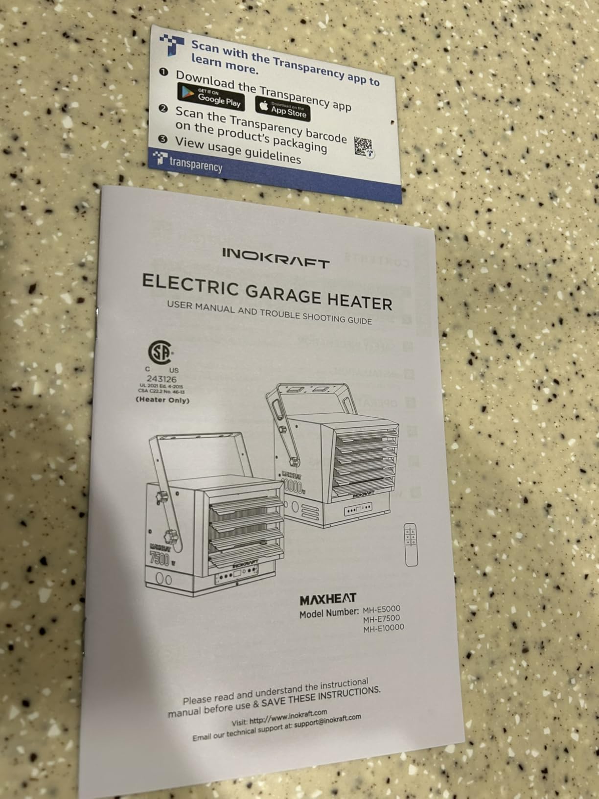 InoKraft 7,500W Electric Garage Heater, Wire: 8 AWG, Plug: NEMA 14-50P, Remote, Ceiling Mount, Digital Thermostat, 240 Volt, 24-Hour Timer, Overheat Protection, ECO Mode, Ideal for Garage - Customer Photo 1