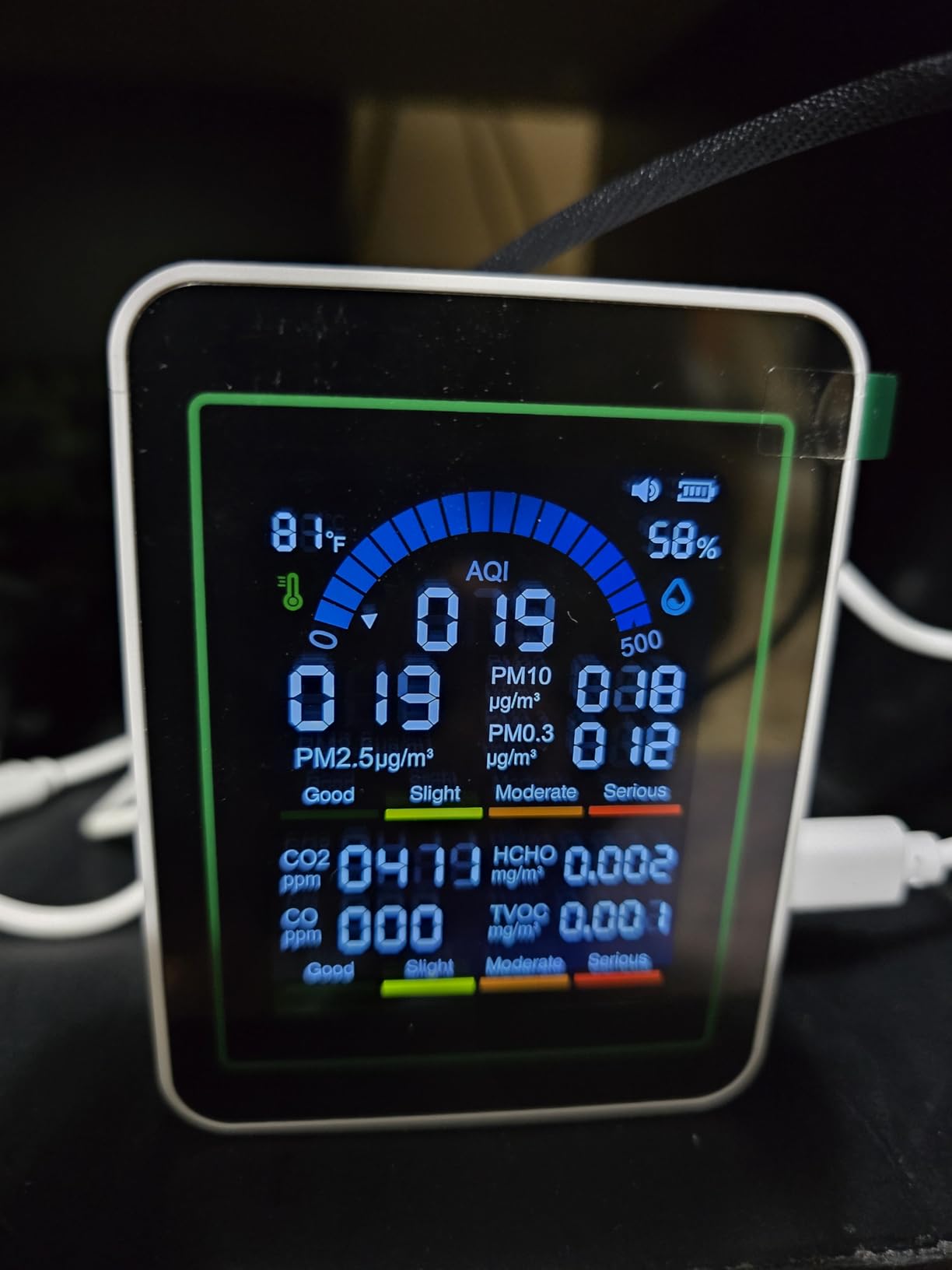 10 in 1 Smart Air Quality Monitor Indoor, Professional Air Quality Test Kit with CO2 | CO | TVOC | HCHO | Temp | AQI | PM2.5 | PM0.3 | PM10 White - Customer Photo 1