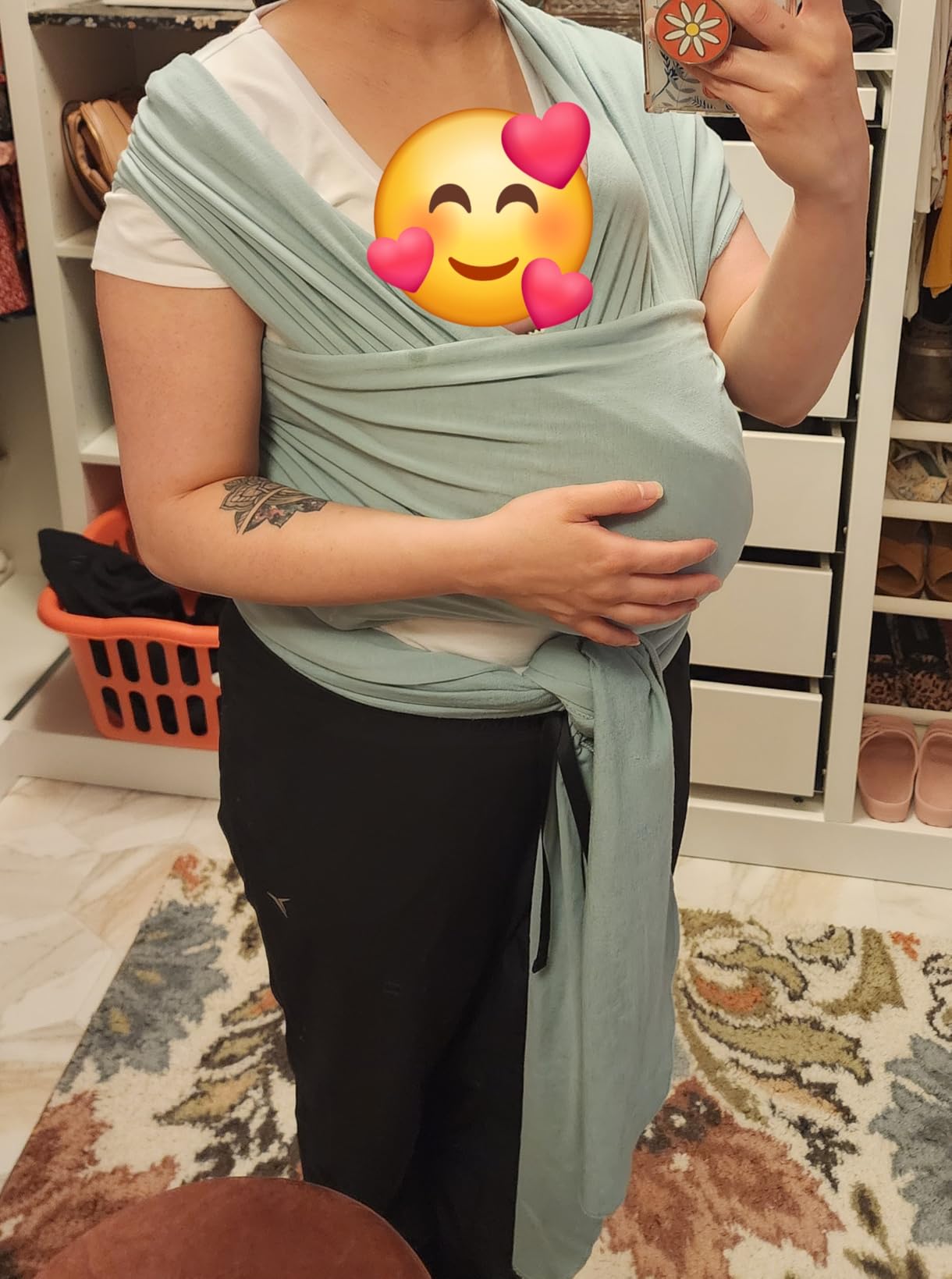 Boba Baby Wrap Carrier – Original Baby Sling Carrier for Newborns (7–35 lbs), Soft, Secure, Hands-Free & Ergonomic, Ideal for Comfortable Bonding, New Parents (Grey) - Customer Photo 2