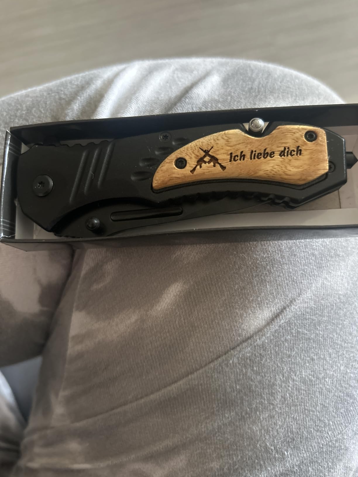 Palmetto Wood Shop Custom Pocket Knife - Laser Engraved Pocket Knife Gift for Men, Custom Knife for Camping, Hunting, Everyday Carry - 3.25-inch Stainless Steel Blade, 4.5-inch Black/Wood Handle Customer Review Palmetto Wood Shop Custom Pocket Knife - Laser Engraved Pocket Knife Gift for Men, Custom Knife for Camping, Hunting, Everyday Carry - 3.25-inch Stainless Steel Blade, 4.5-inch Black/Wood Handle - Customer Photo 1