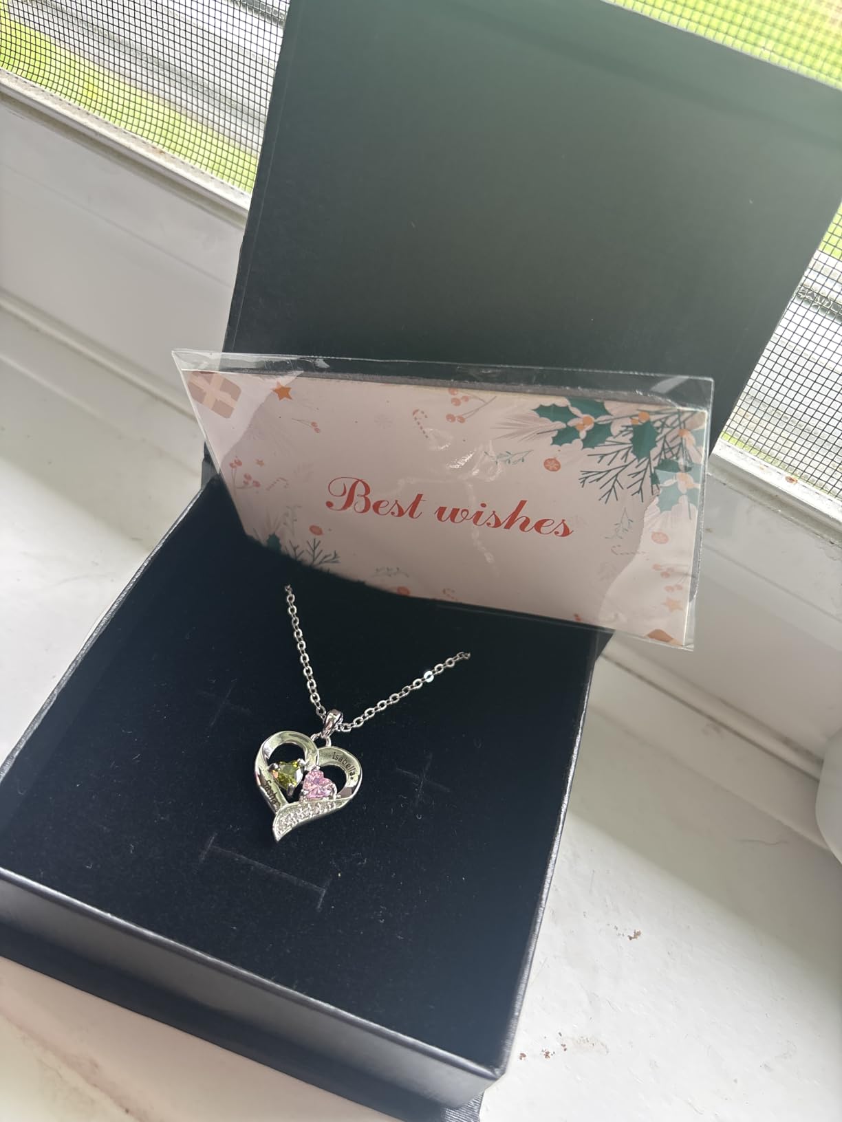 Lam Hub Fong Christmas Mother Daugher Grandma Personalized Gifts - Custom Name Necklace with Birthstone - Jewelry for Women with Heart, Mother's Keepsake Gift, Perfect for Wife or Her Customer Review Lam Hub Fong Christmas Mother Daugher Grandma Personalized Gifts - Custom Name Necklace with Birthstone - Jewelry for Women with Heart, Mother's Keepsake Gift, Perfect for Wife or Her - Customer Photo 2