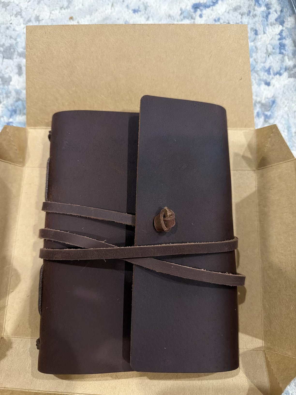 Leather Journal Writing Notebook - Genuine Leather Bound Daily Notepad for Men & Women Lined Paper 240 Kraft Pages, Handmade, Rustic Brown, 5 x 7 in Customer Review Leather Journal Writing Notebook - Genuine Leather Bound Daily Notepad for Men & Women Lined Paper 240 Kraft Pages, Handmade, Rustic Brown, 5 x 7 in - Customer Photo 2