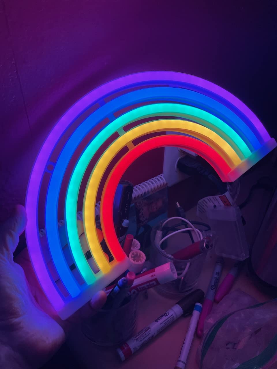 Rainbow Night Light for Kids - LED Rainbow Neon Signs for Wall Decor, Bedroom Decorations, Home Accessories, Party & Holiday Decor - Battery or USB Operated Table Night Lights Customer Review Rainbow Night Light for Kids - LED Rainbow Neon Signs for Wall Decor, Bedroom Decorations, Home Accessories, Party & Holiday Decor - Battery or USB Operated Table Night Lights - Customer Photo 1