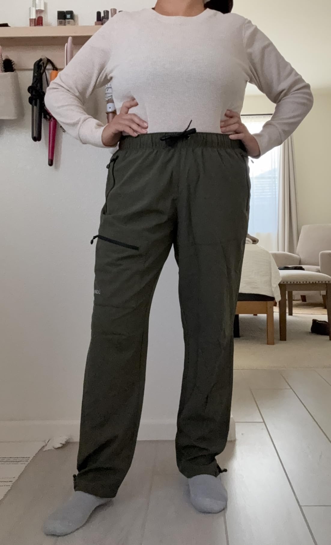 baleaf Women's Hiking Pants Quick Dry Lightweight Water Resistant Elastic Waist Cargo Pants for All Seasons - Customer Photo 1
