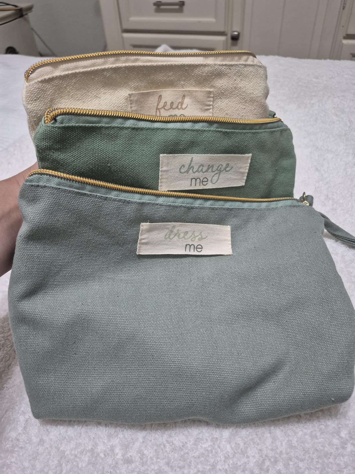 Pearhead Mommy and Baby Things Pouch Set – Canvas Zipper Organizer Bags for Diaper Bag, Travel, Hospital or Nursery Essentials, New Mom Gift - Customer Photo 1