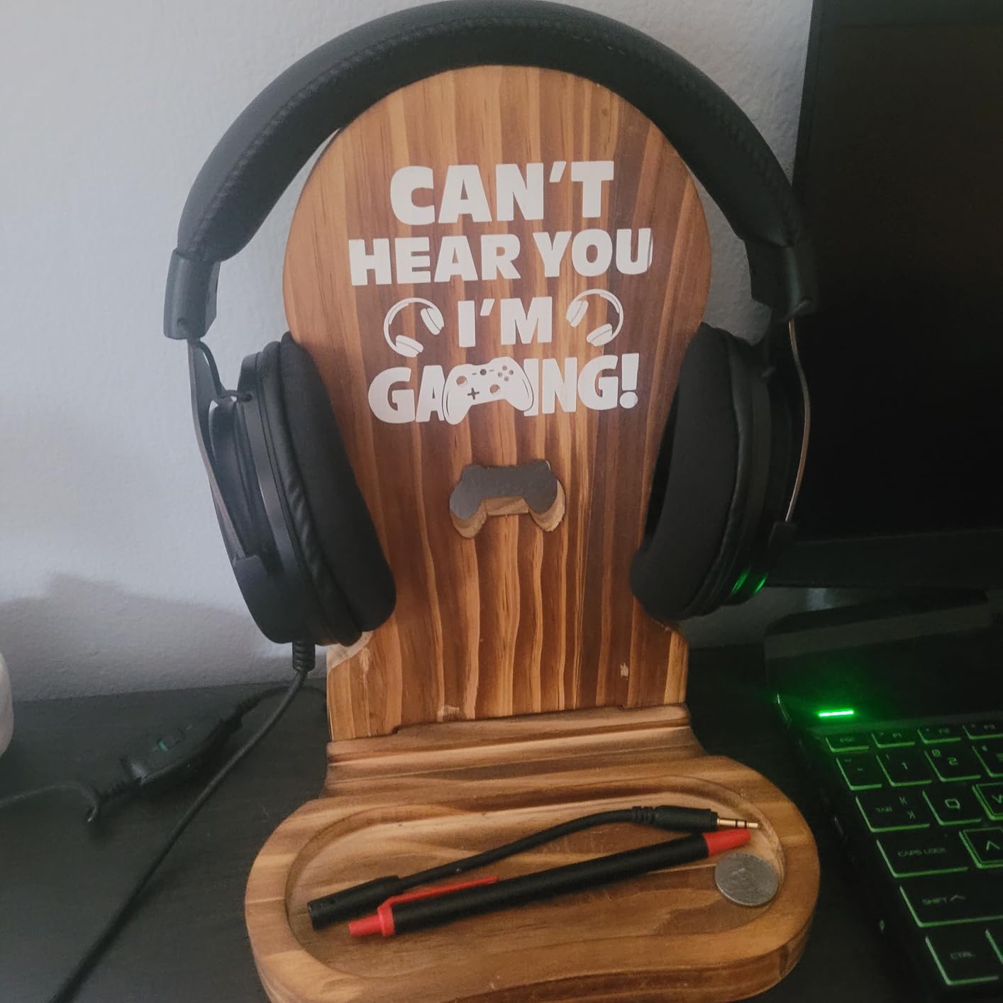 Slothoem-Gamer Gifts for Men Teenage Boy Christmas, Gamer Room Decor for Brother, Gaming Gifts for Son, Boyfriend, Husband, Gamer Room Accessories Stuff, Wooden Headset Stand - Can't Hear You I'm Gaming Customer Review Slothoem-Gamer Gifts for Men Teenage Boy Christmas, Gamer Room Decor for Brother, Gaming Gifts for Son, Boyfriend, Husband, Gamer Room Accessories Stuff, Wooden Headset Stand - Can't Hear You I'm Gaming - Customer Photo 2