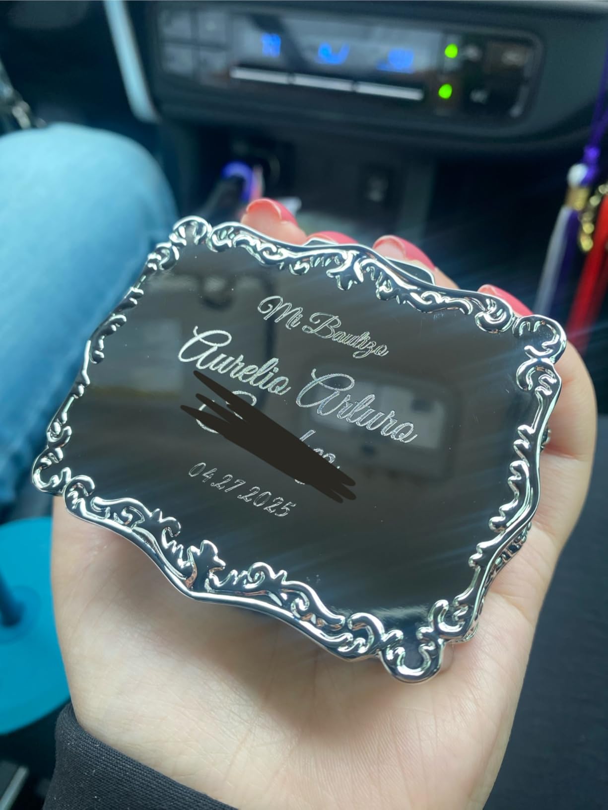 Cherished Moments Personalized Small Rectangle-Shaped Jewelry Keepsake Box with Custom Engraved Name or Initials, Silver Toned Customer Review Cherished Moments Personalized Small Rectangle-Shaped Jewelry Keepsake Box with Custom Engraved Name or Initials, Silver Toned - Customer Photo 1