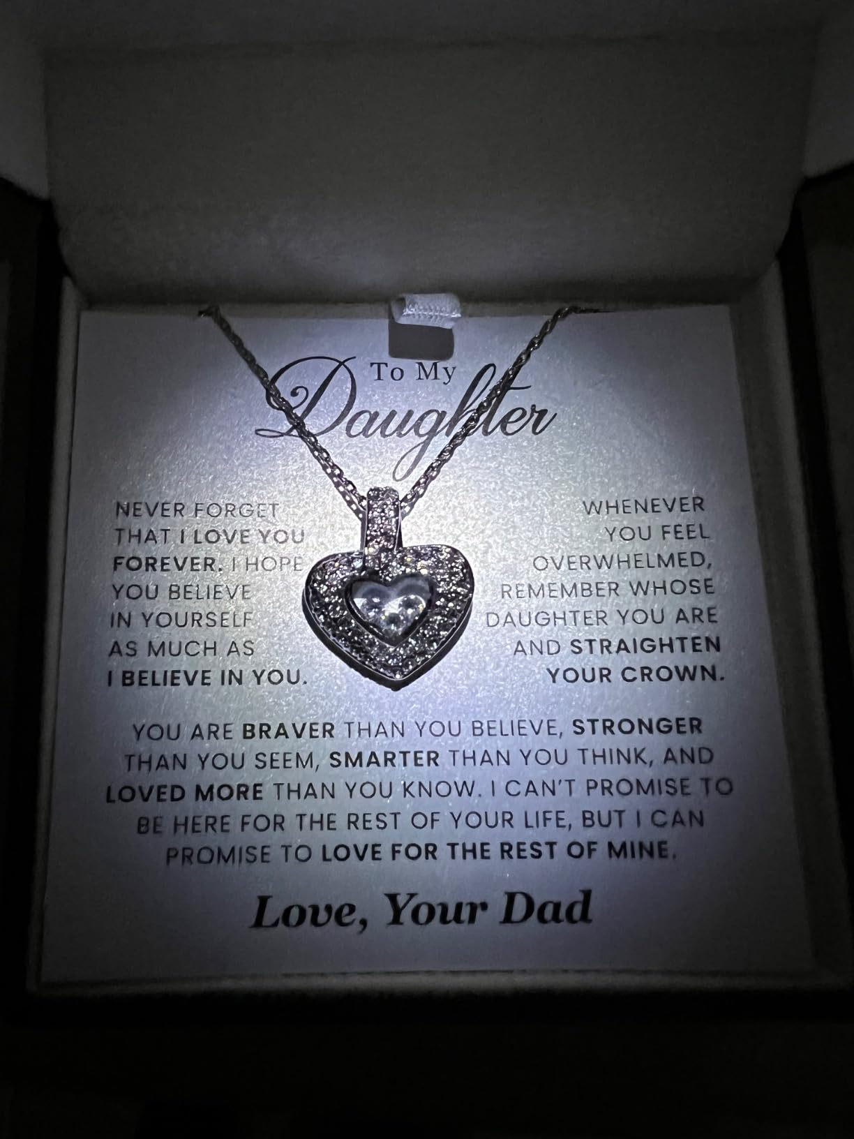 TRYNDI To My Daughter Necklace from Dad - Christmas Gifts for Daughter, Granddaughter, Daughter-In-Law, Women's Jewelry Gifts for Women Birthday, Valentine's Day, Mother's Day Customer Review TRYNDI To My Daughter Necklace from Dad - Christmas Gifts for Daughter, Granddaughter, Daughter-In-Law, Women's Jewelry Gifts for Women Birthday, Valentine's Day, Mother's Day - Customer Photo 1