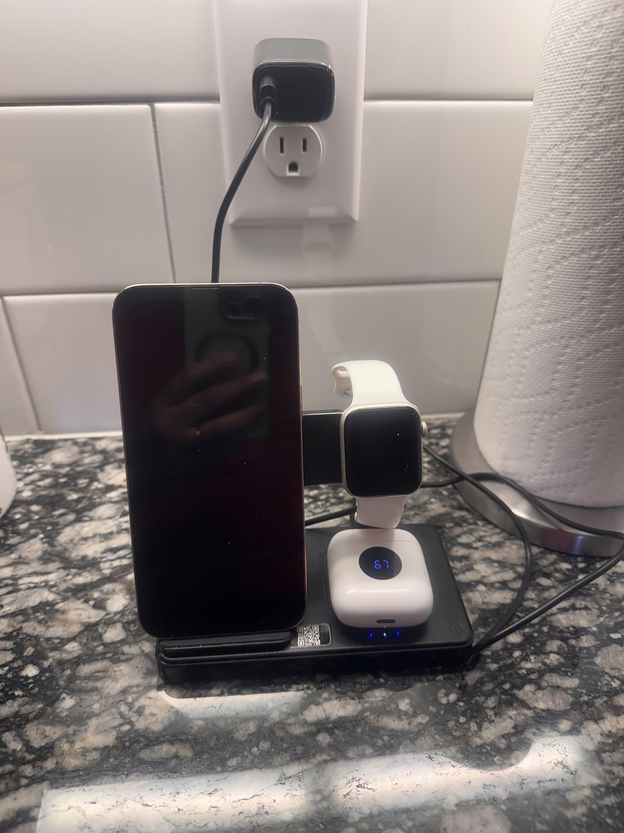 Wireless Charger iPhone Charging Station: 3 in 1 Charger Stand Multiple Devices for Apple - iPhone 17 16e 16 15 14 Pro Max 13 12 11 - Watch 10 9 8 7 6 5 4 3 2 SE and Ultra Series - Airpods 4 3 Pro Customer Review Wireless Charger iPhone Charging Station: 3 in 1 Charger Stand Multiple Devices for Apple - iPhone 17 16e 16 15 14 Pro Max 13 12 11 - Watch 10 9 8 7 6 5 4 3 2 SE and Ultra Series - Airpods 4 3 Pro - Customer Photo 1