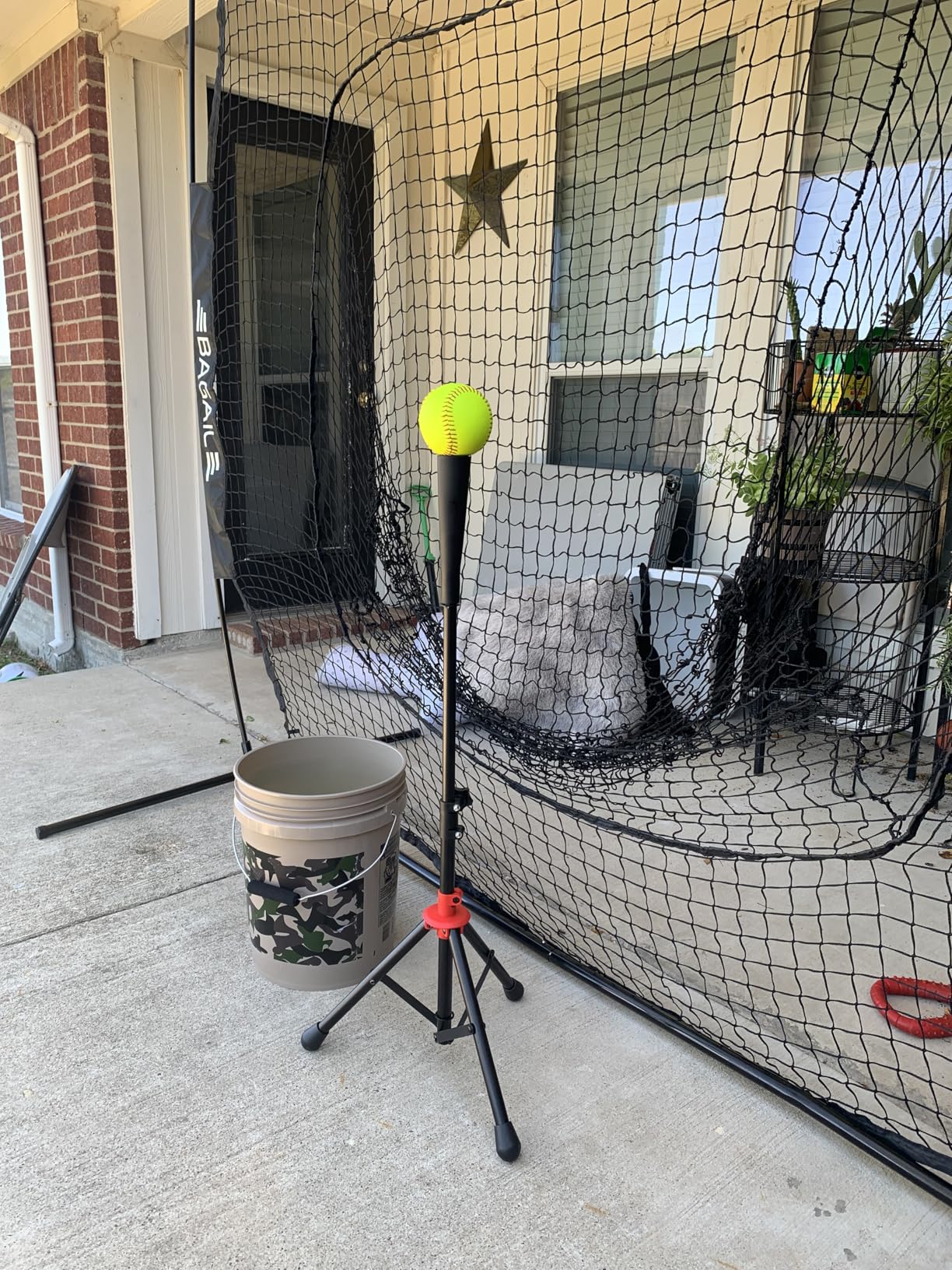 BAGAIL 7x7 ft Baseball & Softball Practice Net with Bow Frame for Batting, Hitting, Pitching, Portable Backstop Training Equipment with 2 Strike Zone, Tee, Carry Bag, Great for All Levels Customer Review BAGAIL 7x7 ft Baseball & Softball Practice Net with Bow Frame for Batting, Hitting, Pitching, Portable Backstop Training Equipment with 2 Strike Zone, Tee, Carry Bag, Great for All Levels - Customer Photo 1
