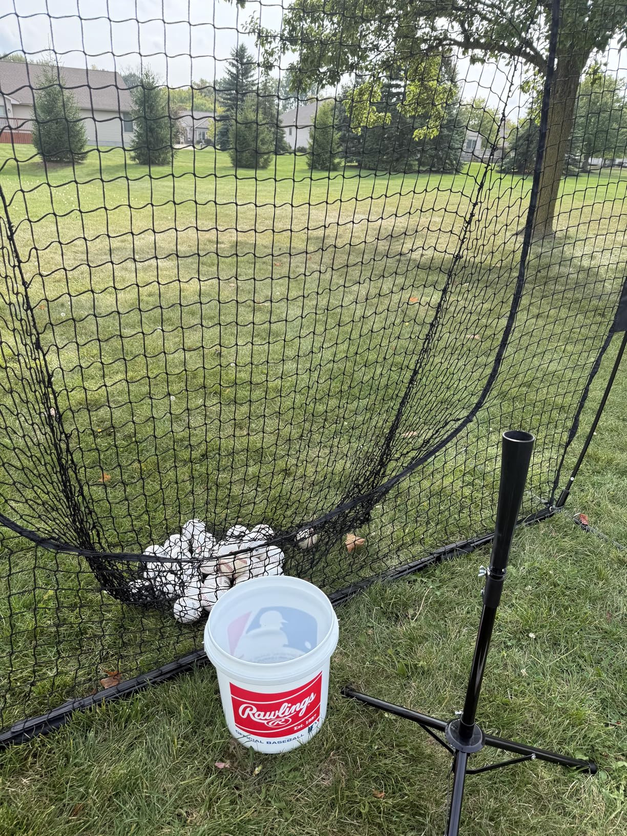 BAGAIL 7x7 ft Baseball & Softball Practice Net with Bow Frame for Batting, Hitting, Pitching, Portable Backstop Training Equipment with 2 Strike Zone, Tee, Carry Bag, Great for All Levels Customer Review BAGAIL 7x7 ft Baseball & Softball Practice Net with Bow Frame for Batting, Hitting, Pitching, Portable Backstop Training Equipment with 2 Strike Zone, Tee, Carry Bag, Great for All Levels - Customer Photo 2