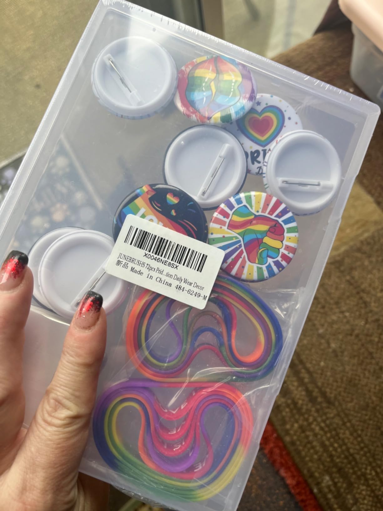 JUNEBRUSHS 72pcs Pride Accessories Set for LGBT Include 12pcs Pride Pins, 48pcs Rainbow Stickers, 12pcs Pride Printed Silicone Bracelets LGBTQ Party Favors Supplies Parade Celebration Daily Wear Decor Customer Review JUNEBRUSHS 72pcs Pride Accessories Set for LGBT Include 12pcs Pride Pins, 48pcs Rainbow Stickers, 12pcs Pride Printed Silicone Bracelets LGBTQ Party Favors Supplies Parade Celebration Daily Wear Decor - Customer Photo 2