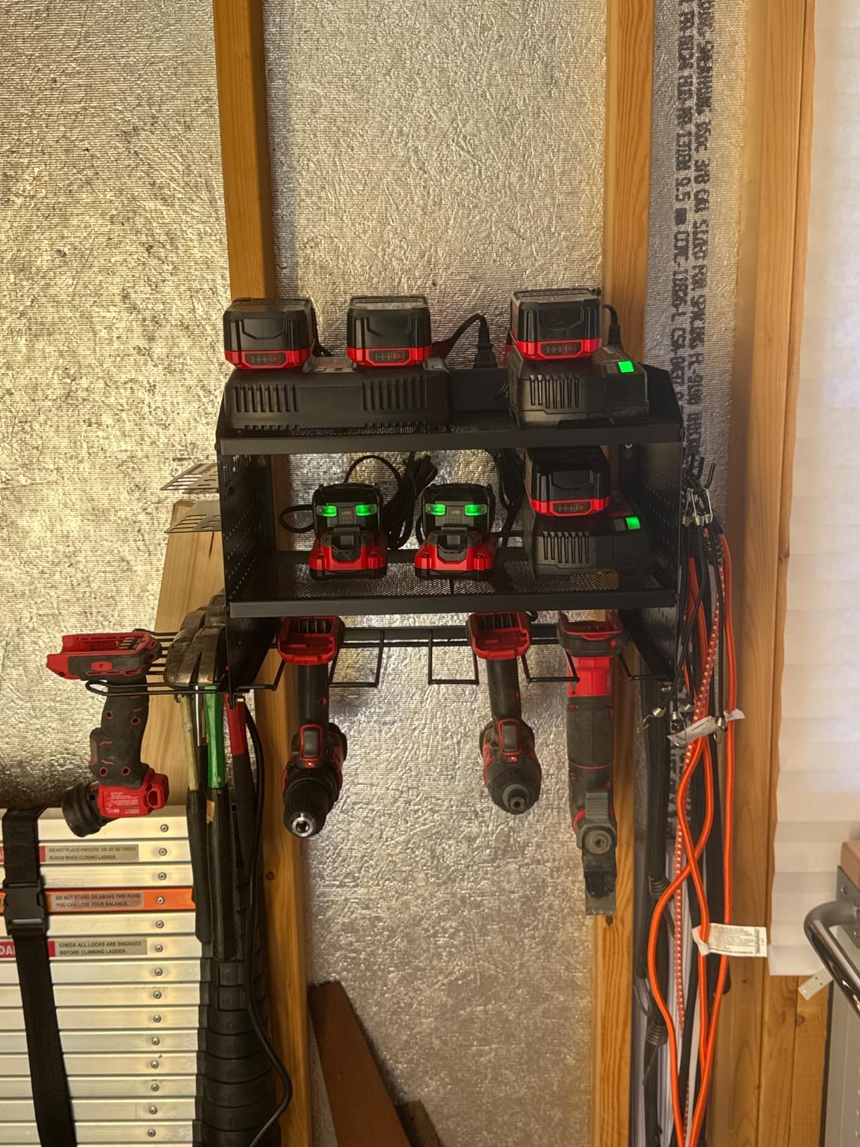 Veitorld Power Tool Organizer Wall Mount with Charging Station, 4 Drill Holder Heavy Duty Cordless Tool Storage Rack, Metal Garage Organizers and Storage, Christmas Birthday Gifts for Men Dad Him Customer Review Veitorld Power Tool Organizer Wall Mount with Charging Station, 4 Drill Holder Heavy Duty Cordless Tool Storage Rack, Metal Garage Organizers and Storage, Christmas Birthday Gifts for Men Dad Him - Customer Photo 1