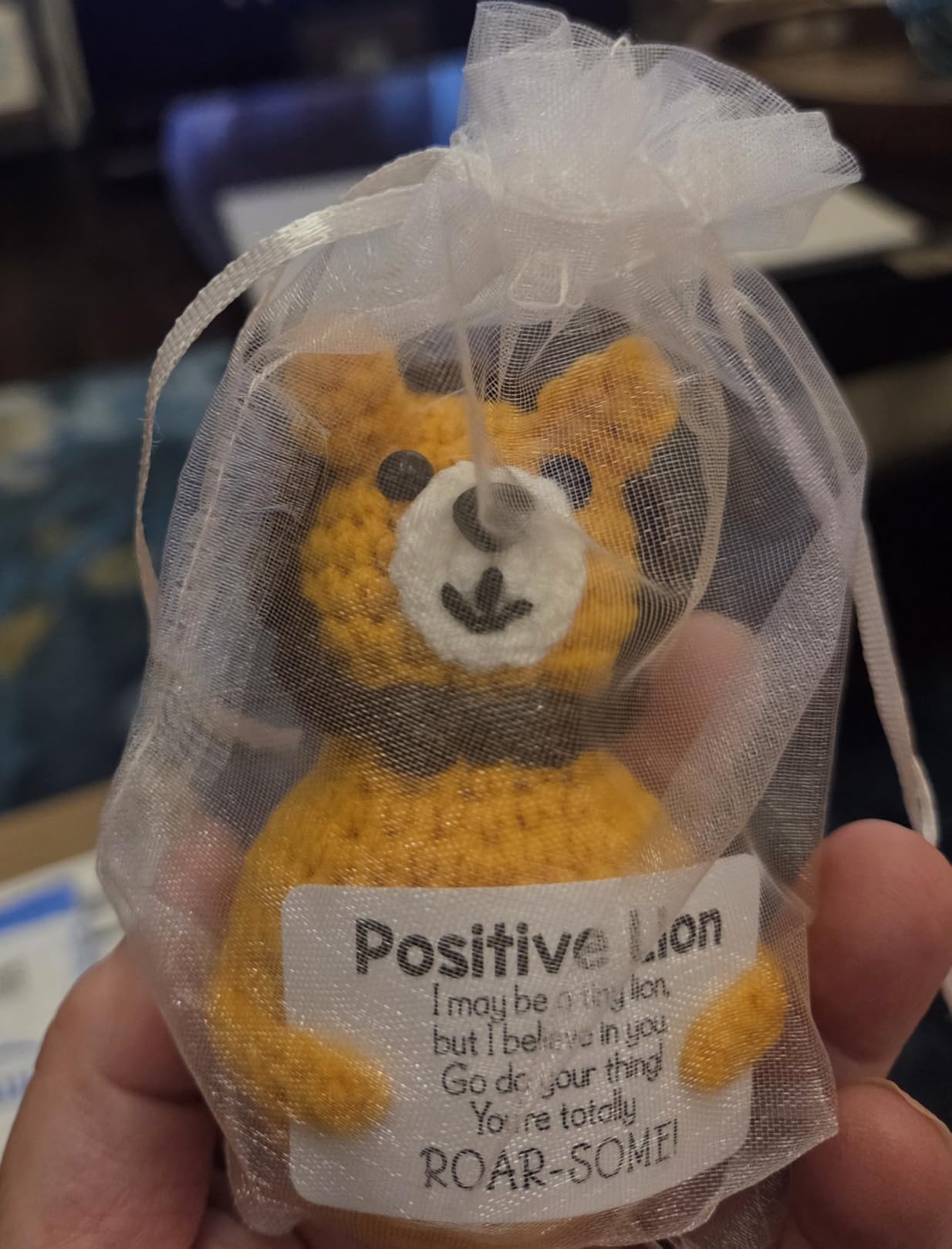 BdayPtion Mini Positive Lion Christmas Stocking Stuffers Crochet Animals Gifts, Xmas Birthday Gifts for Teen Men Boy Kids, Small Cute Stuff Things, Funny Handmade Emotional Cheer Up Support Lion Gift Customer Review BdayPtion Mini Positive Lion Christmas Stocking Stuffers Crochet Animals Gifts, Xmas Birthday Gifts for Teen Men Boy Kids, Small Cute Stuff Things, Funny Handmade Emotional Cheer Up Support Lion Gift - Customer Photo 2