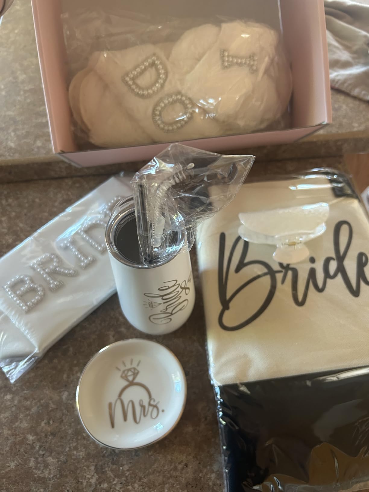 Bridal Shower Gifts–7-Piece Birde Gift Set with Tumbler, Tote, Slippers, Makeup Bag & More-Gift for Bride to be– Bachelorette Gifts for Her-Bridal Shower Decorations Customer Review Bridal Shower Gifts–7-Piece Birde Gift Set with Tumbler, Tote, Slippers, Makeup Bag & More-Gift for Bride to be– Bachelorette Gifts for Her-Bridal Shower Decorations - Customer Photo 2
