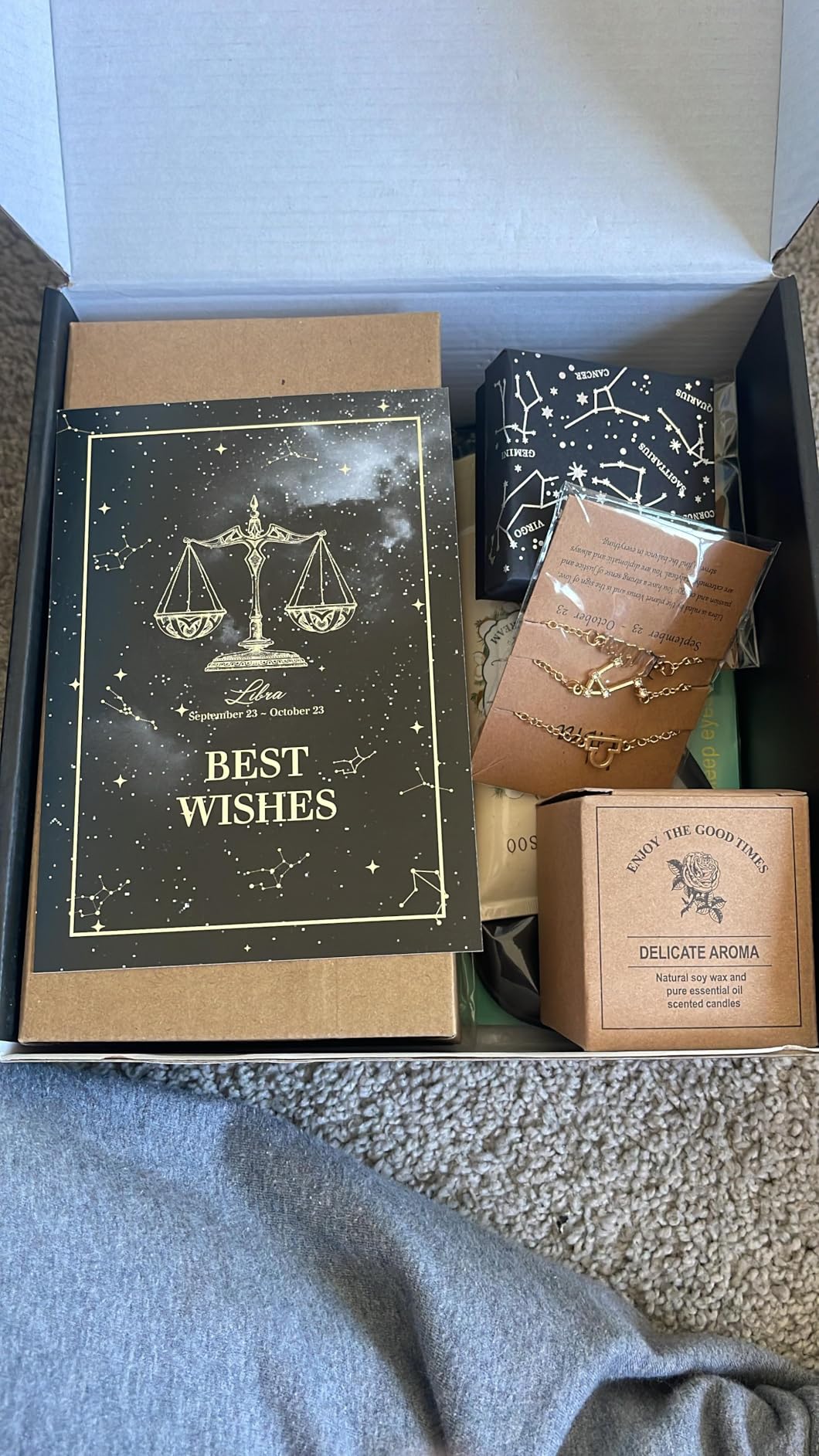 14PCS Virgo Birthday Christmas Gifts for Women, Virgo Astrology Gifts for Women Bakets, 12 Zodiac Gifts for Woman Friends Female Friendship,Vir Astrological 16 oz Glass Cups Candles with Gift Set Box Customer Review 14PCS Virgo Birthday Christmas Gifts for Women, Virgo Astrology Gifts for Women Bakets, 12 Zodiac Gifts for Woman Friends Female Friendship,Vir Astrological 16 oz Glass Cups Candles with Gift Set Box - Customer Photo 1
