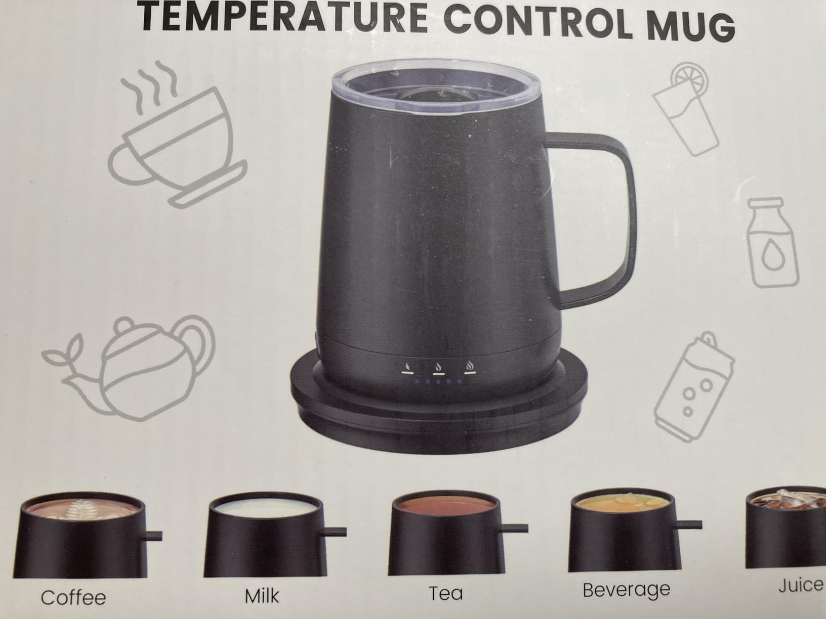 Smart Self Heating Coffee Mug,14oz Temperature Control Coffee Mug,Hot up to 150°F,Rechargeable Heated Coffee Mug,Up to 6H Battery Life,Coffee Cup Warmer,Great Gift for Coffee Lovers,Dad,Mom (Black) Customer Review Smart Self Heating Coffee Mug,14oz Temperature Control Coffee Mug,Hot up to 150°F,Rechargeable Heated Coffee Mug,Up to 6H Battery Life,Coffee Cup Warmer,Great Gift for Coffee Lovers,Dad,Mom (Black) - Customer Photo 2