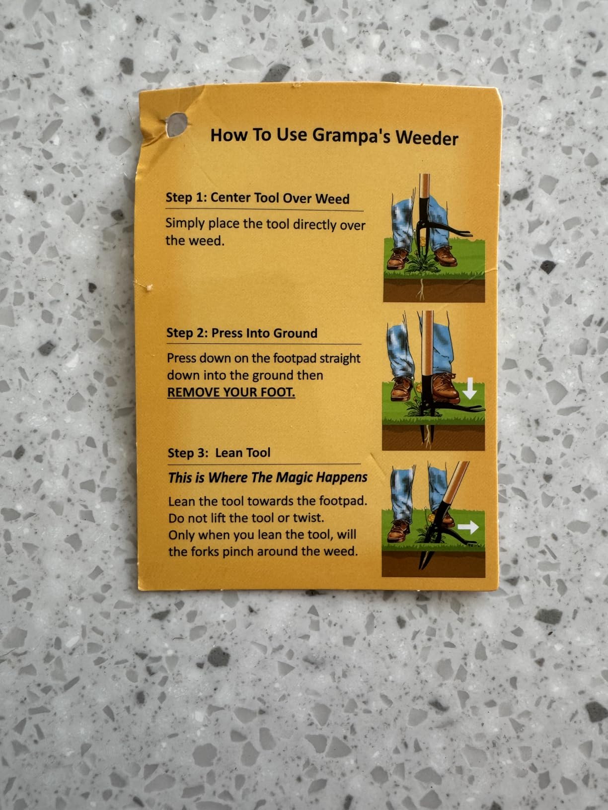 Grampa's Weeder - The Original Stand Up Weed Puller Tool with Long Handle - Made with Real Bamboo & 4-Claw Steel Head Design - Easily Remove Weeds Without Bending, Pulling, or Kneeling. Customer Review Grampa's Weeder - The Original Stand Up Weed Puller Tool with Long Handle - Made with Real Bamboo & 4-Claw Steel Head Design - Easily Remove Weeds Without Bending, Pulling, or Kneeling. - Customer Photo 2