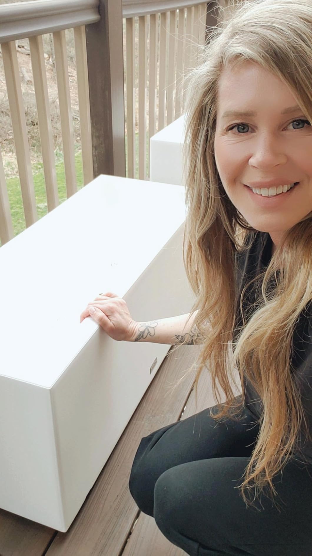 Veradek Block Series Long Box Planter - Large Rectangular Planter for Indoor or Outdoor Patio/Porch | Durable All-Weather Use with Drainage Holes | Modern DÃ©cor for Tall Plants, Flowers or Shrubs - Customer Photo 1