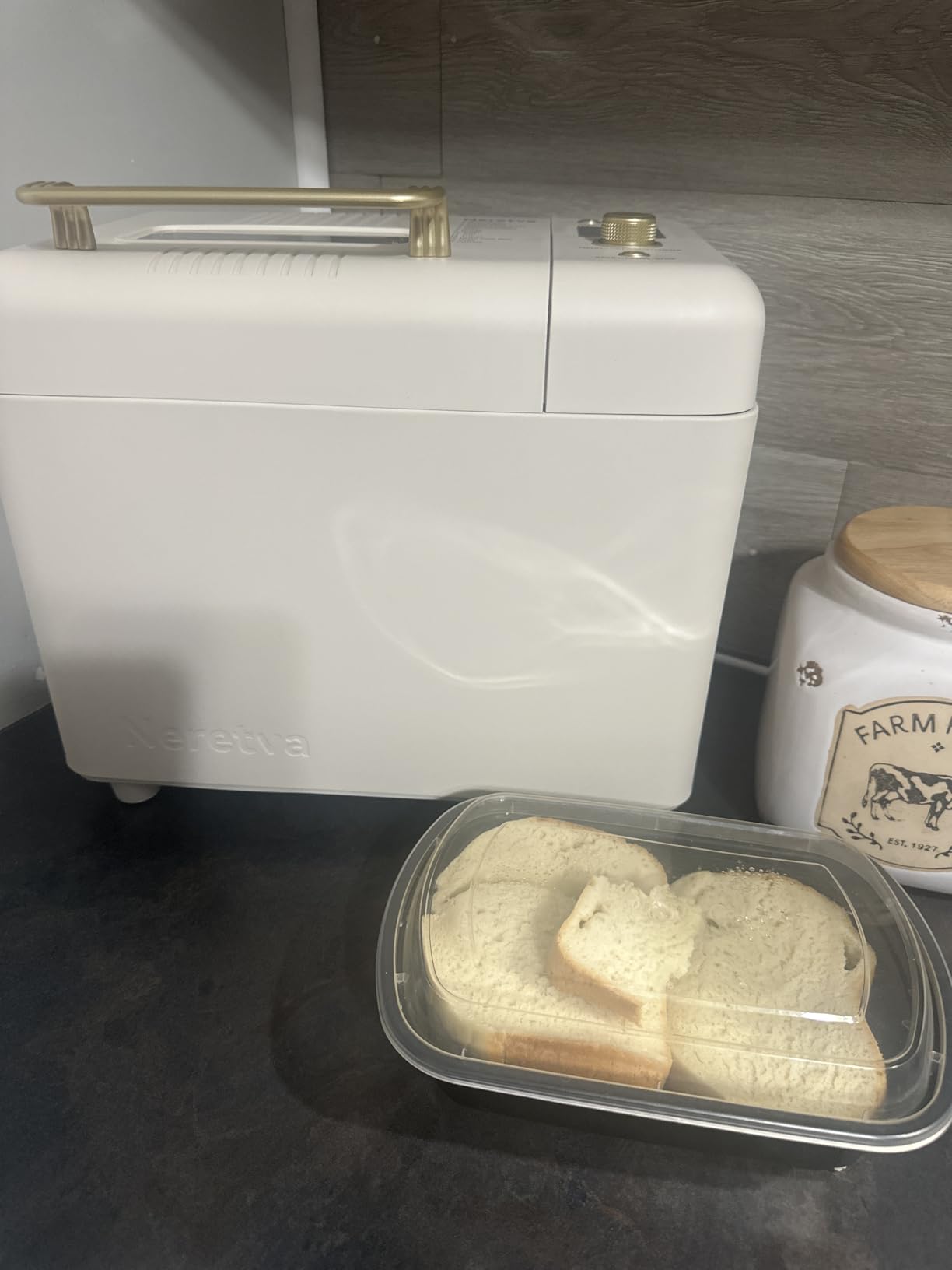 Neretva Bread Machine, 2.2LB 15-in-1 Bread Maker, Dual Heater Breadmaker Machine with Auto Nut Dispenser & Nonstick Ceramic Pan, Bread Maker Machine for Gluten Free, Dough Maker, Sourdough, Yogurt - Customer Photo 1