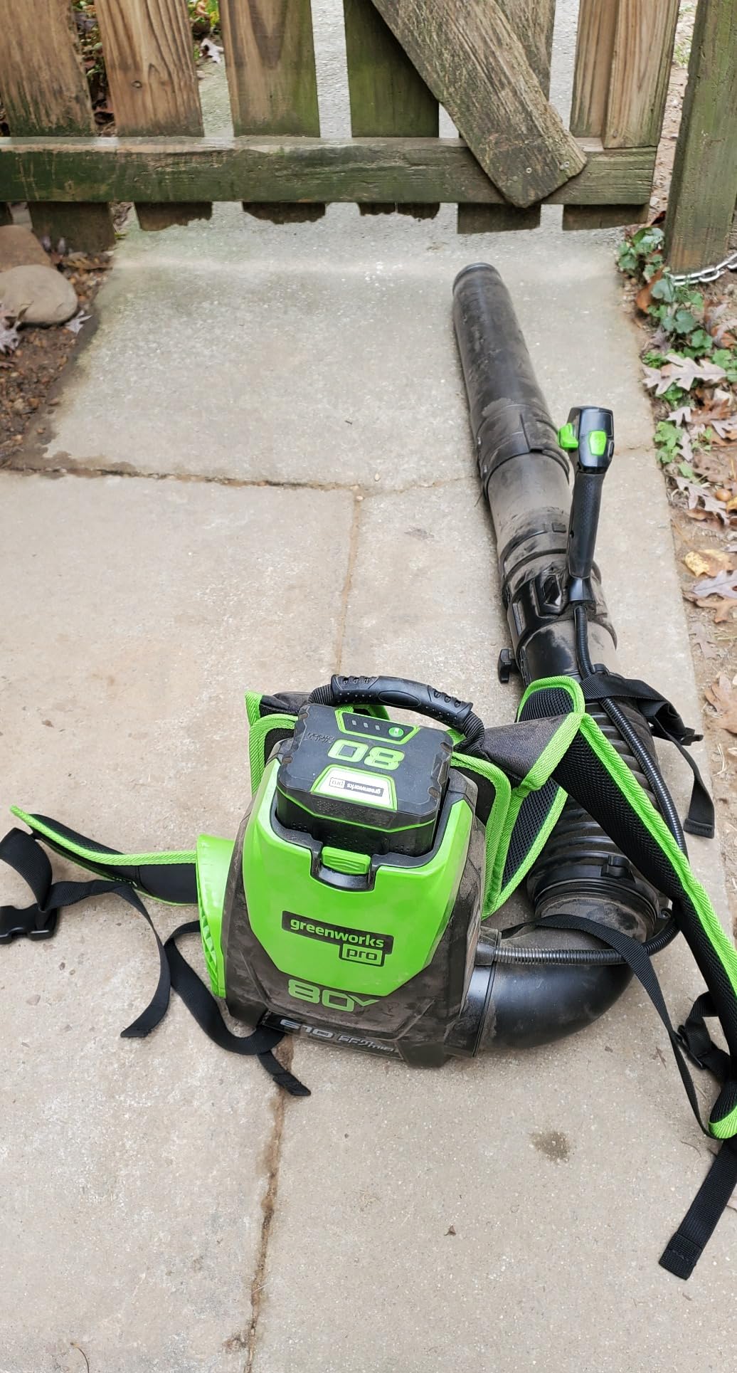 Greenworks 80V (750 CFM / 180 MPH) Brushless Backpack Leaf Blower, Variable Speed for Large Properties, Dislodge Gravel from driveways or Packed Snow from walkways, Includes 4.0Ah Battery and Charger - Customer Photo 5