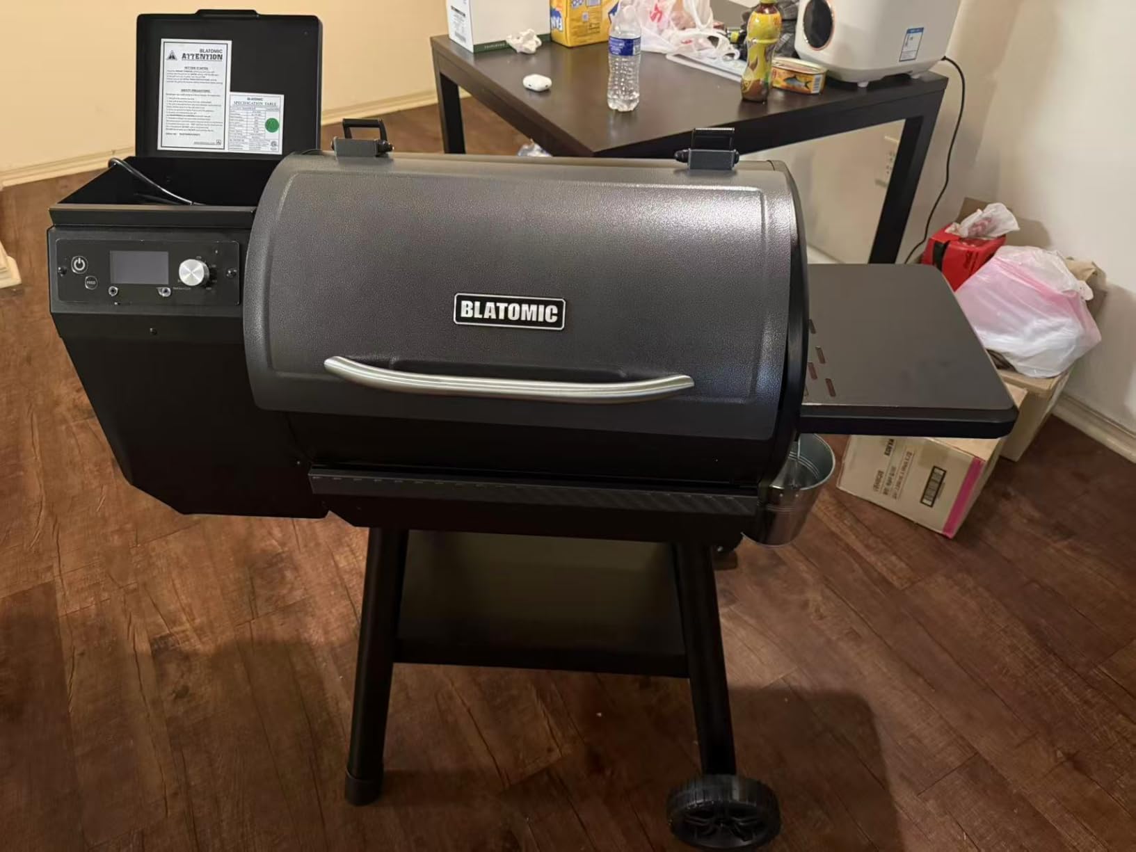 LCD Control Wood Pellet Smoker Grill, 456 SQ. IN Cook Area, Pellet Grill with Auto Feed & Leaking Waste, 500°F Max Temperature, 8 in 1 BBQ Grill with Meat Probe, Side Table with Hooks(Black) Customer Review LCD Control Wood Pellet Smoker Grill, 456 SQ. IN Cook Area, Pellet Grill with Auto Feed & Leaking Waste, 500°F Max Temperature, 8 in 1 BBQ Grill with Meat Probe, Side Table with Hooks(Black) - Customer Photo 5