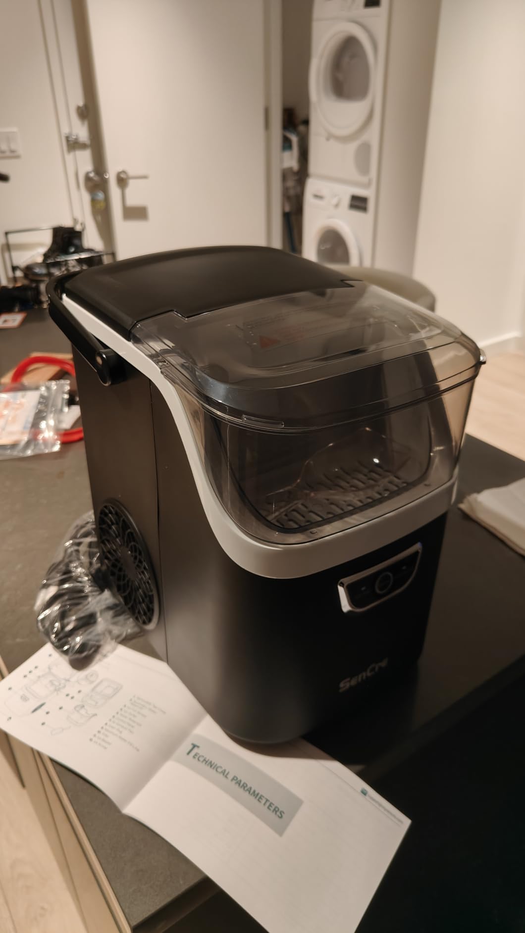 Nugget Ice Maker Countertop with Handle, Ready in 5 Mins, 40lbs/Day Soft Sonic Ice, Auto-Cleaning Portable Ice Machine for Home Kitchen Office Party & Large Families - Customer Photo 2