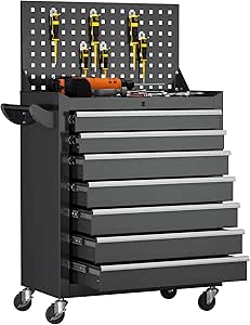 Greenvelly 7-Drawer Metal Tool Chest, Rolling Tool Chest with Wheels, Tool Cabinet with Pegboard and Hooks, Metal Tool Cart with Handle for Garage, Workshop, Warehouse (Black) Customer Review Greenvelly 7-Drawer Metal Tool Chest, Rolling Tool Chest with Wheels, Tool Cabinet with Pegboard and Hooks, Metal Tool Cart with Handle for Garage, Workshop, Warehouse (Black) - Customer Photo 1
